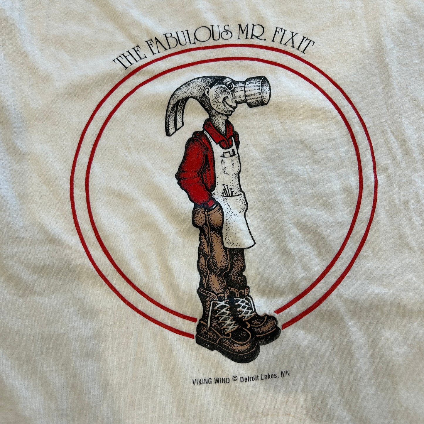 80's SCREEN STARS MR.FIX IT Handyman リンガーTシャツ ハンマーヘッド 赤白(XL)B2745T-SO