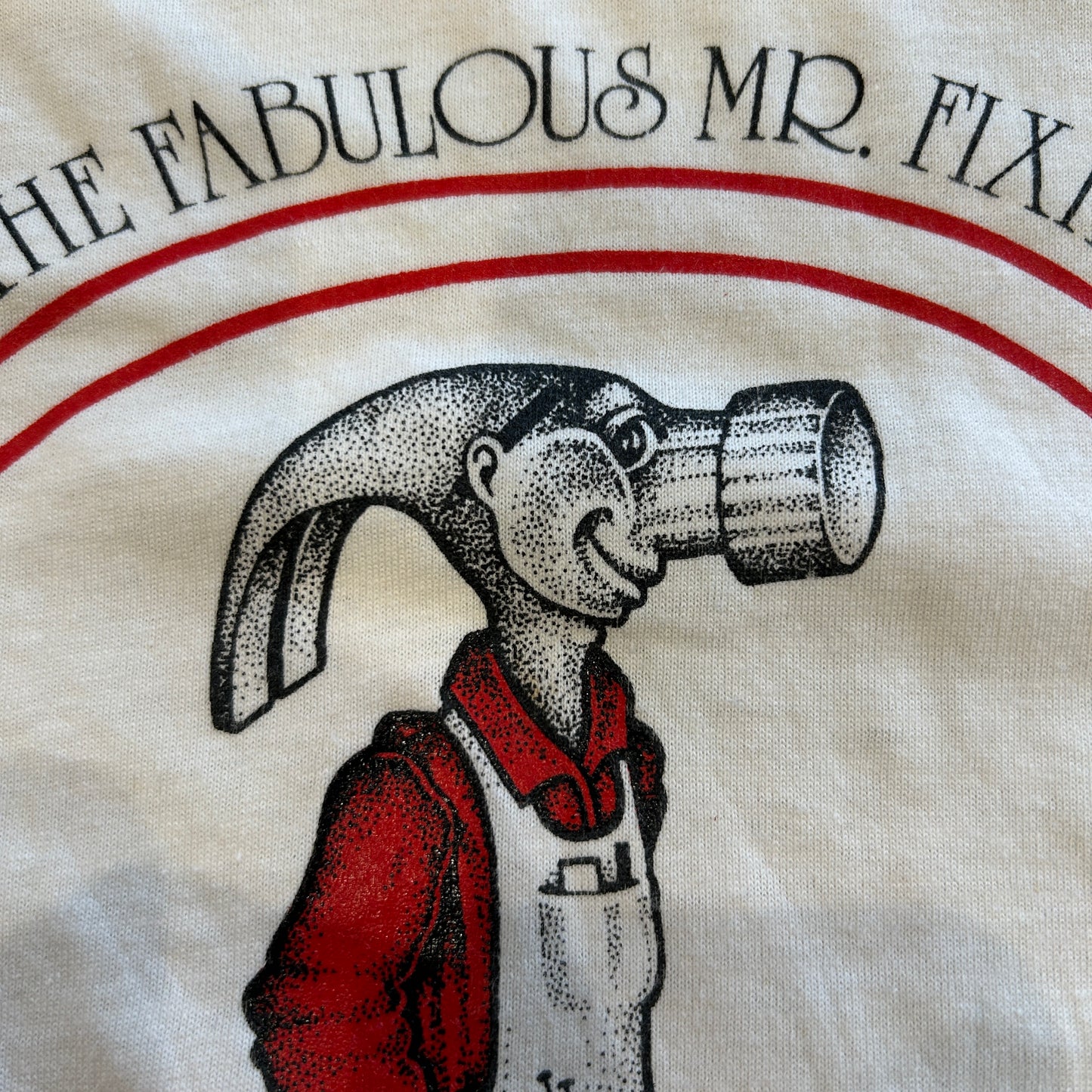 80's SCREEN STARS MR.FIX IT Handyman リンガーTシャツ ハンマーヘッド 赤白(XL)B2745T-SO
