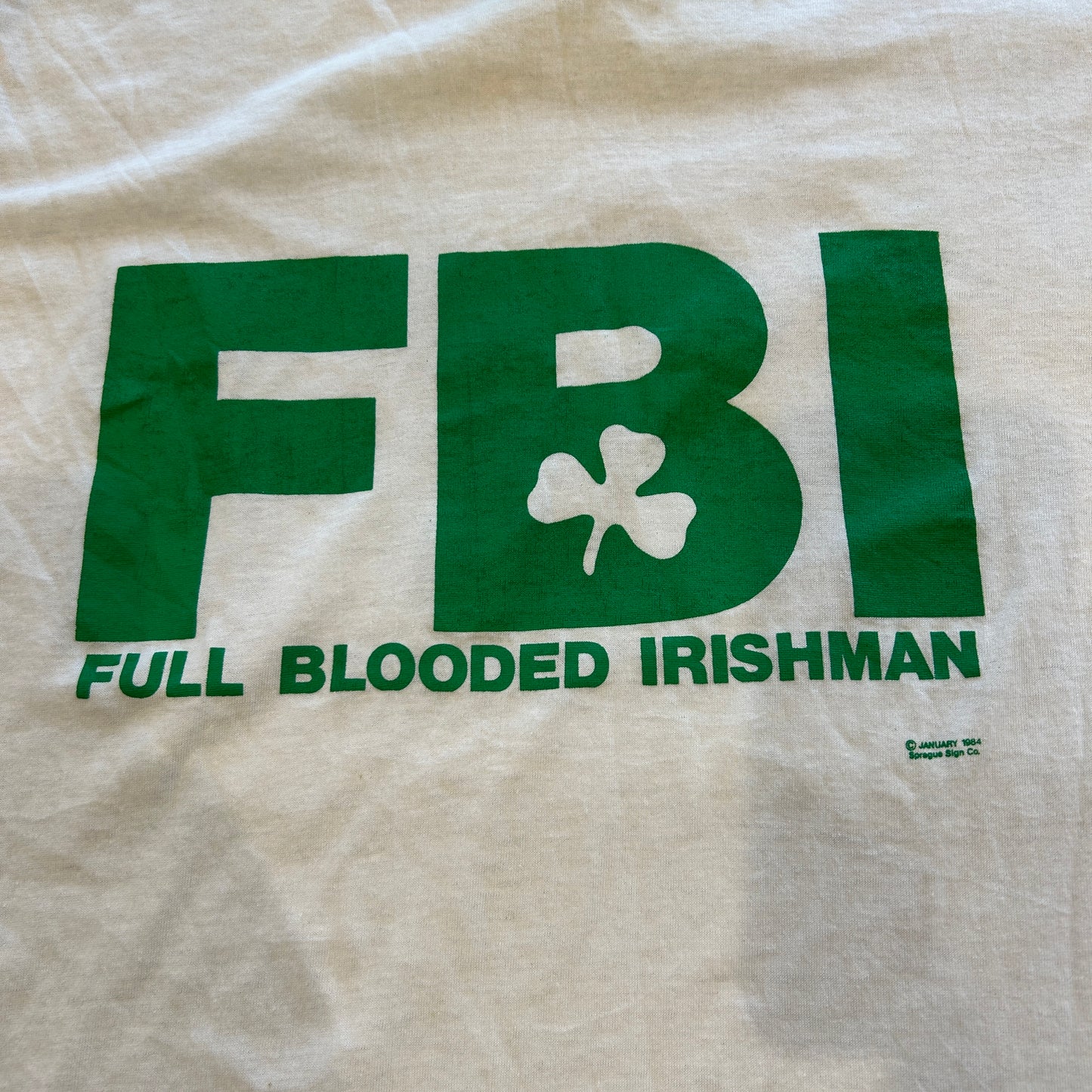 80's Screenstars FBI リンガーTシャツ 白緑(L)/B2744T-SO