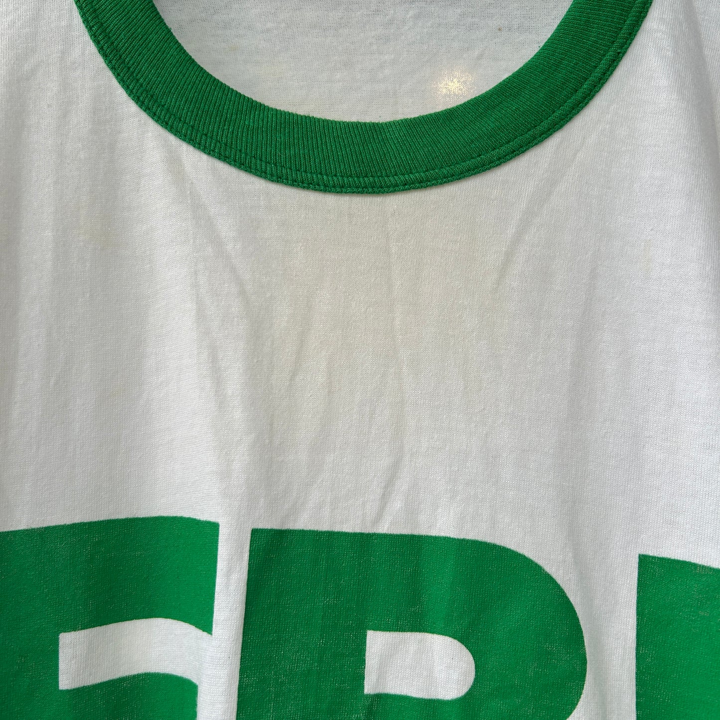 80's Screenstars FBI リンガーTシャツ 白緑(L)/B2744T-SO