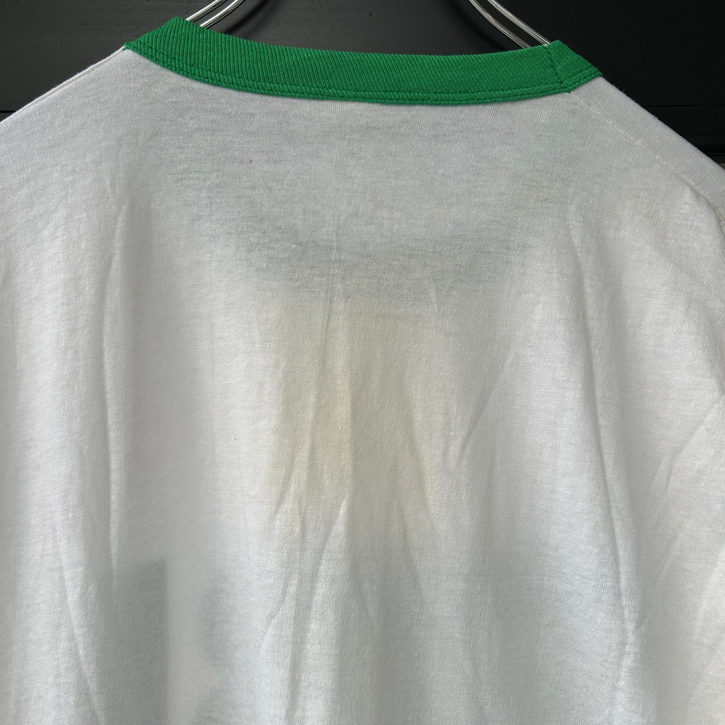 80's Screenstars FBI リンガーTシャツ 白緑(L)/B2744T-SO