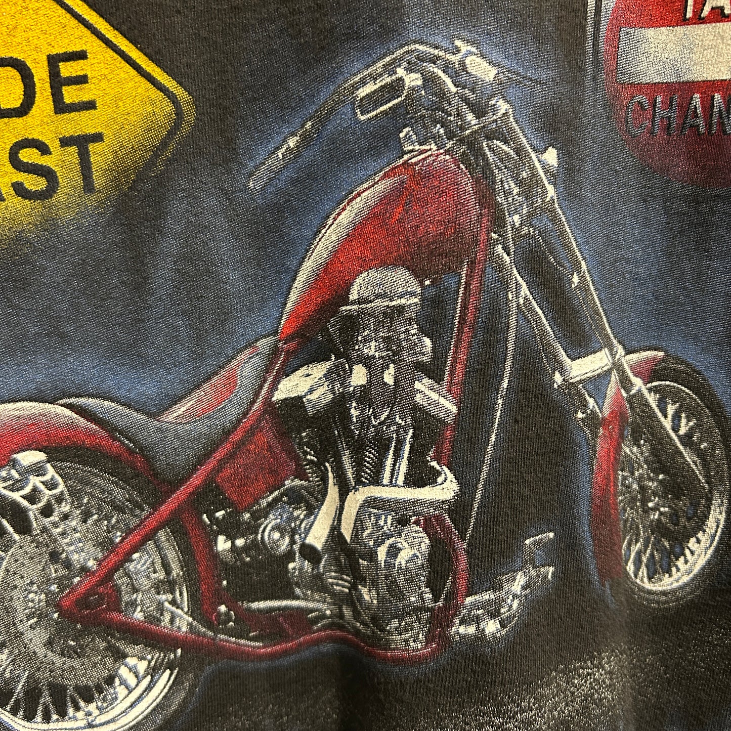 00's Hanes IDEAL RIDE 袖プリントロンT バイク 黒(XL)/B2845T-SO