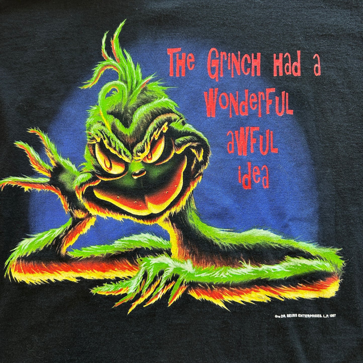 90's Dr.Seuss ドクター・スース グリンチ プリントTシャツ 黒(XL)/B2171T-SO