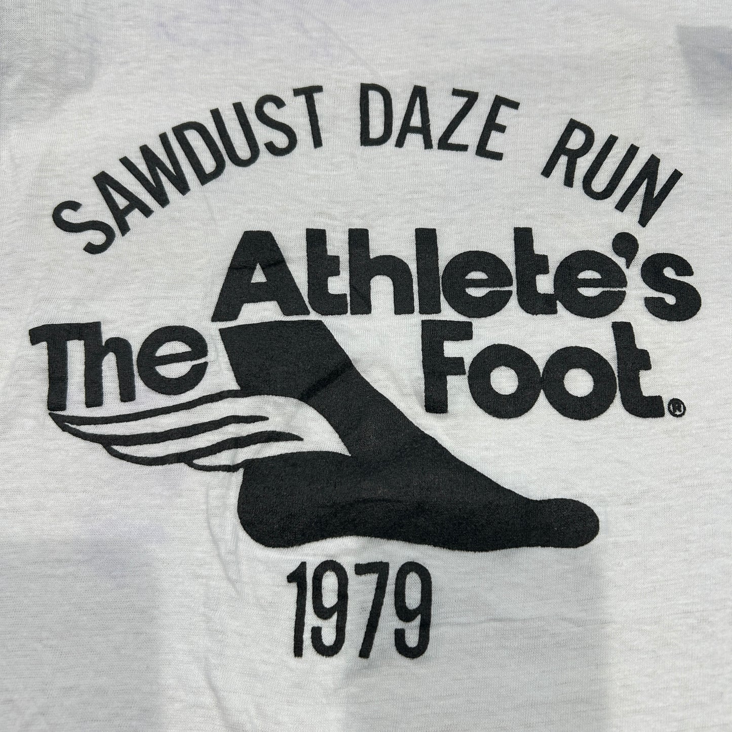 80's SAWDUST DAZE RUN "The Athletic Foot" 1979 リンガー Tシャツ (M)/A7285T-SO