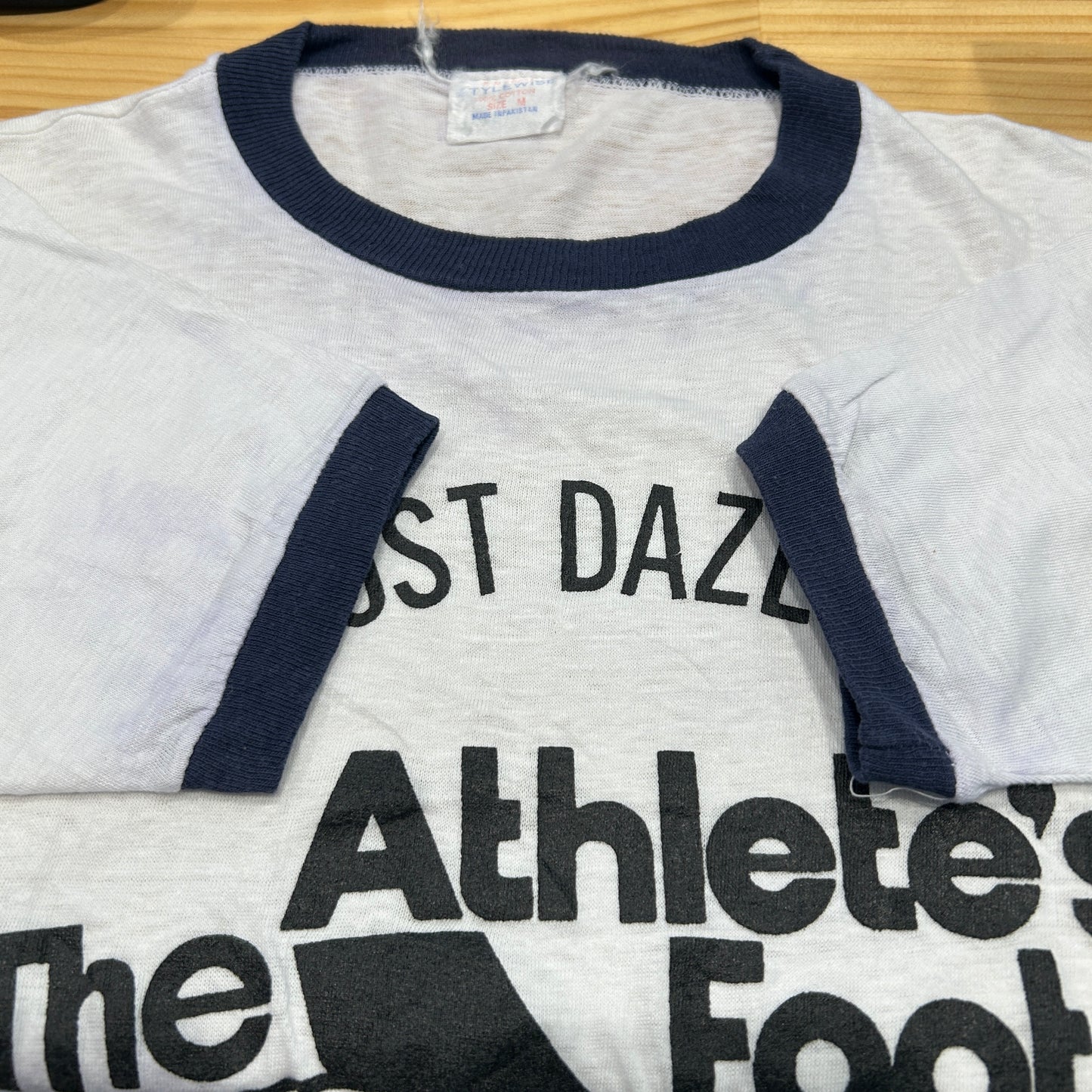 80's SAWDUST DAZE RUN "The Athletic Foot" 1979 リンガー Tシャツ (M)/A7285T-SO