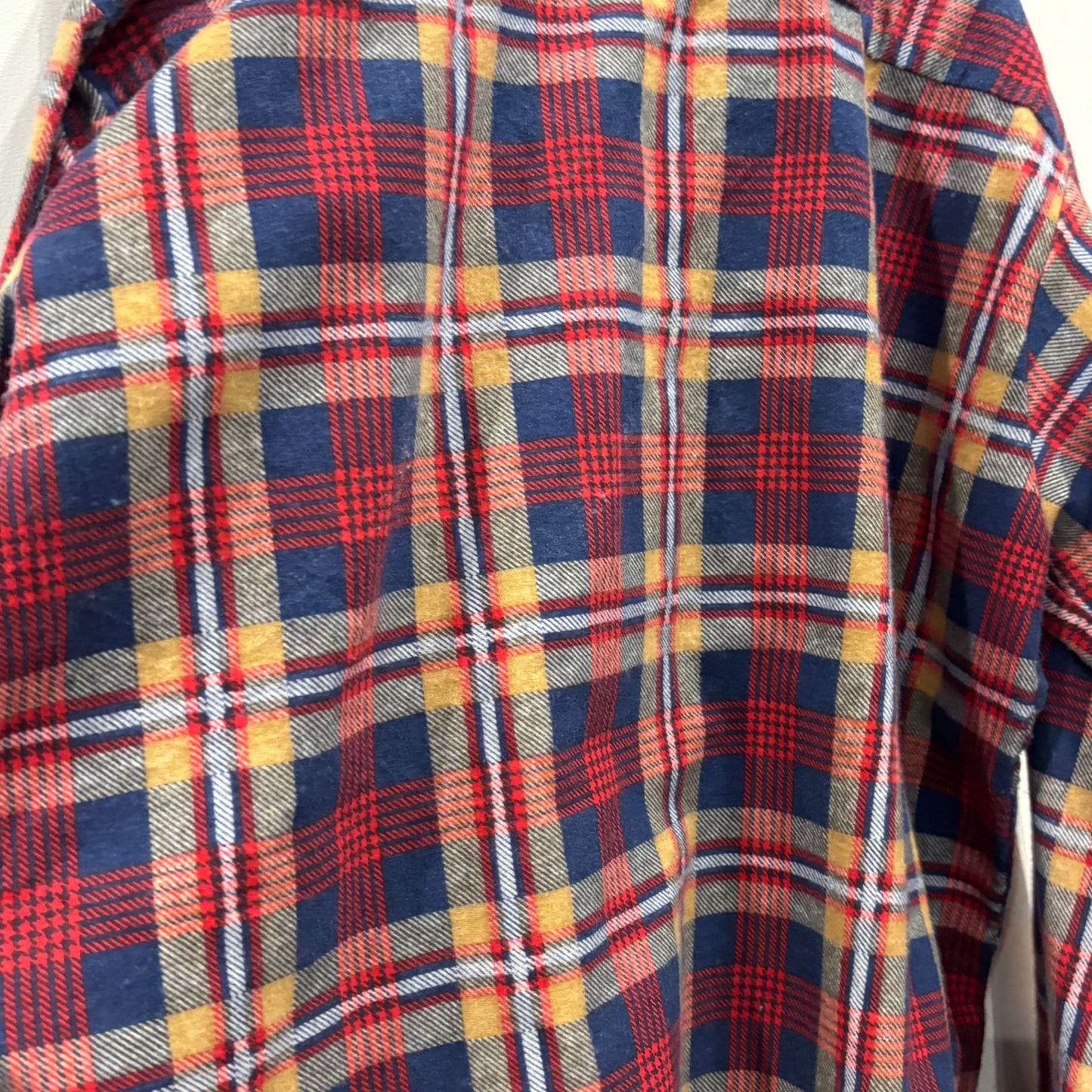 70's Bellcraft プリントネルシャツ 赤紺白ベージュ系 (L)/A6962S-SO