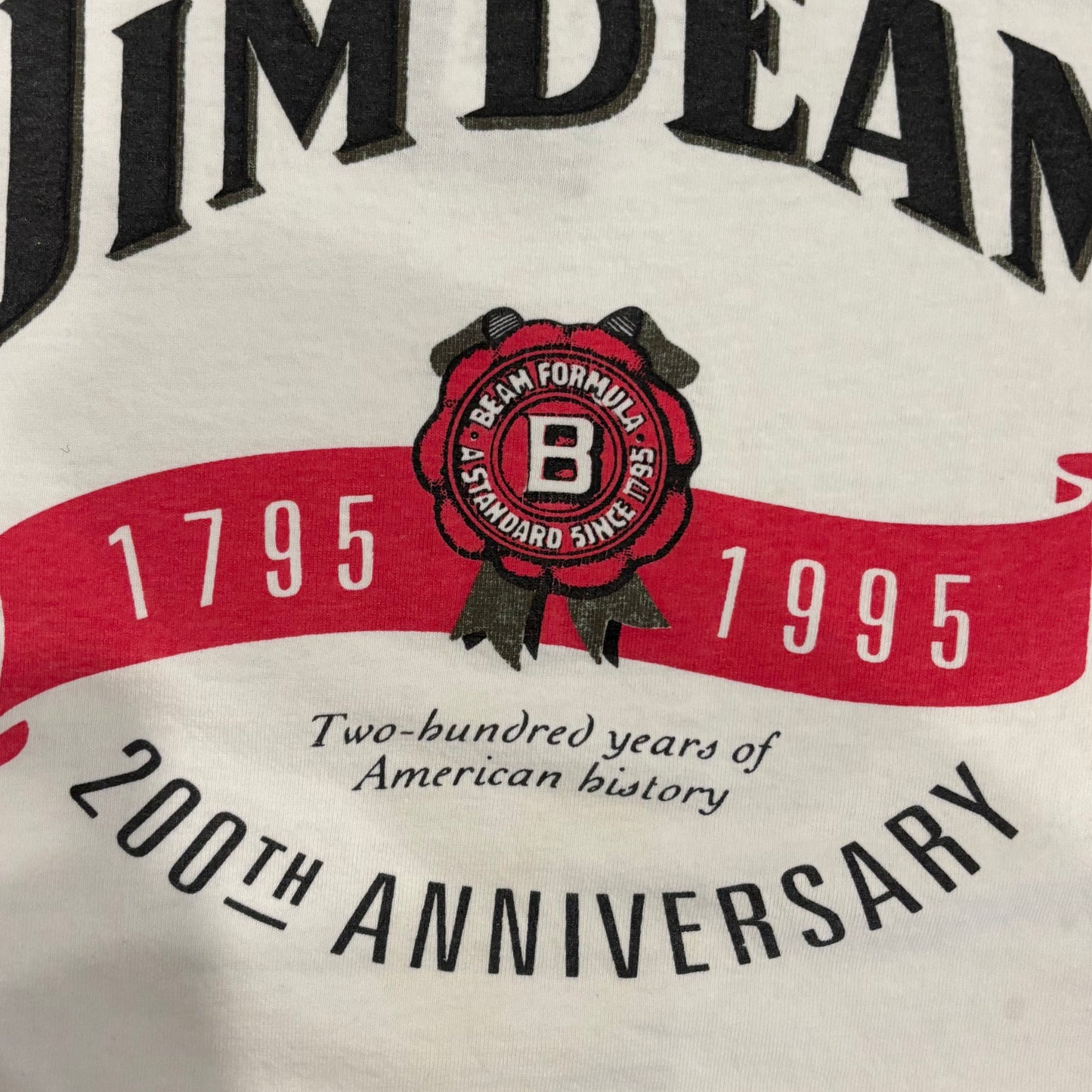 90's Murina JIM BEAM 200周年 バーボンウイスキー お酒Tシャツ 白 (L)/A7158T-SO