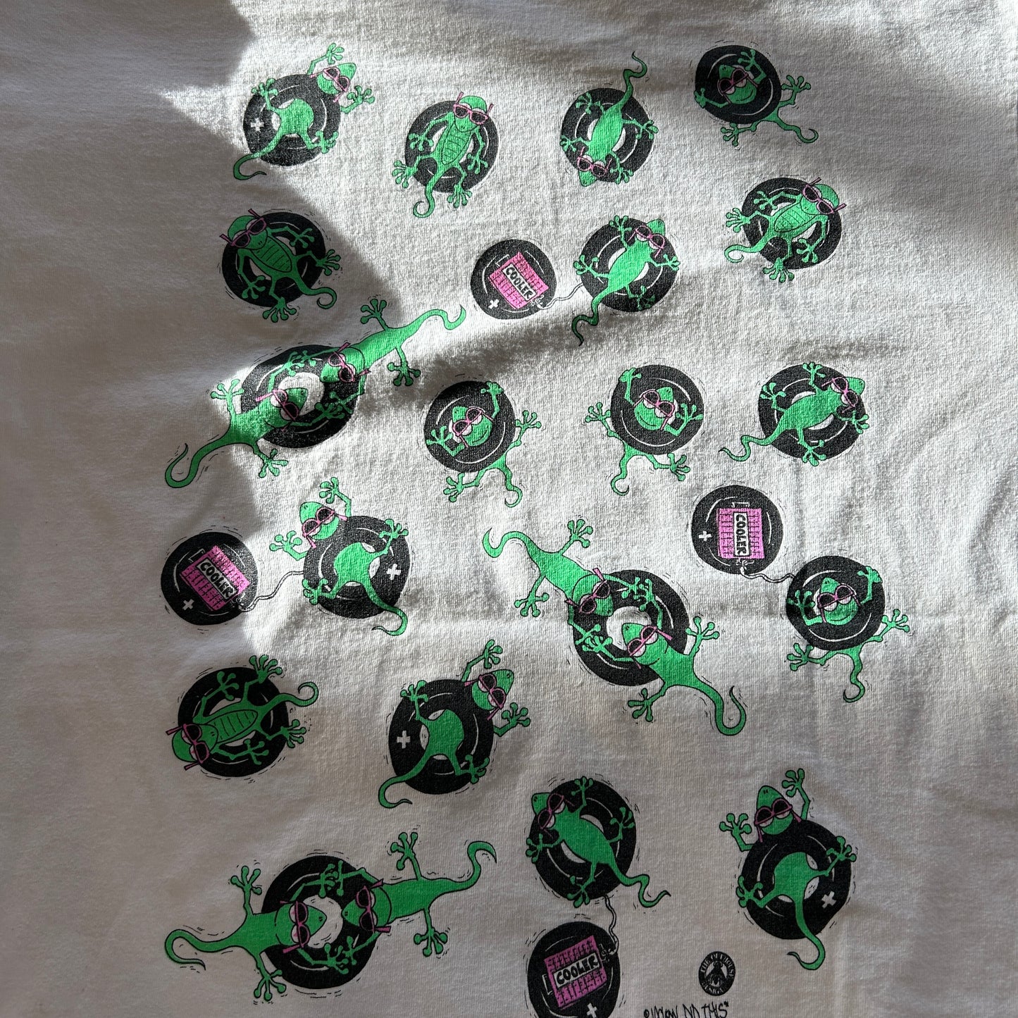 90's Fruit of the loom”NEW BRAUNFELS"トカゲバカンスTシャツ The Outhouse Design 白(XL)/B2752T-SO