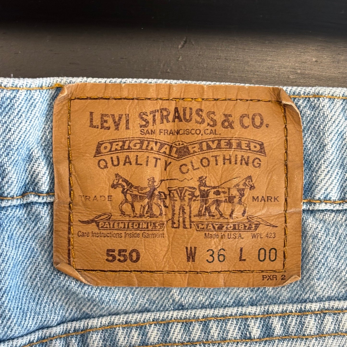 90's Levi's 550 USA製 リーバイス ショーツ ハーフパンツ オレンジタブ 薄青 (W36)/B2097P-SO