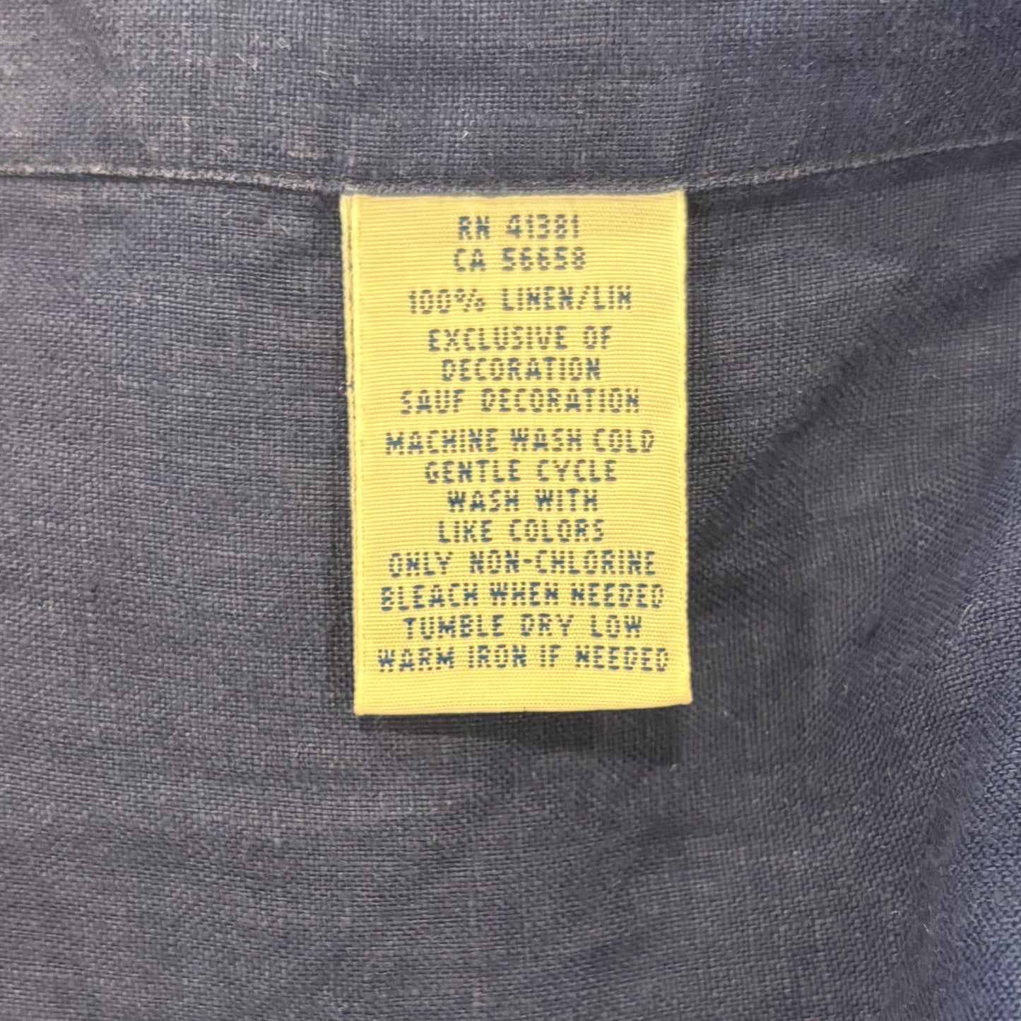 00's Ralph Lauren 半袖 ボタンダウンリネンシャツ ネイビー L/A4467SH-SO