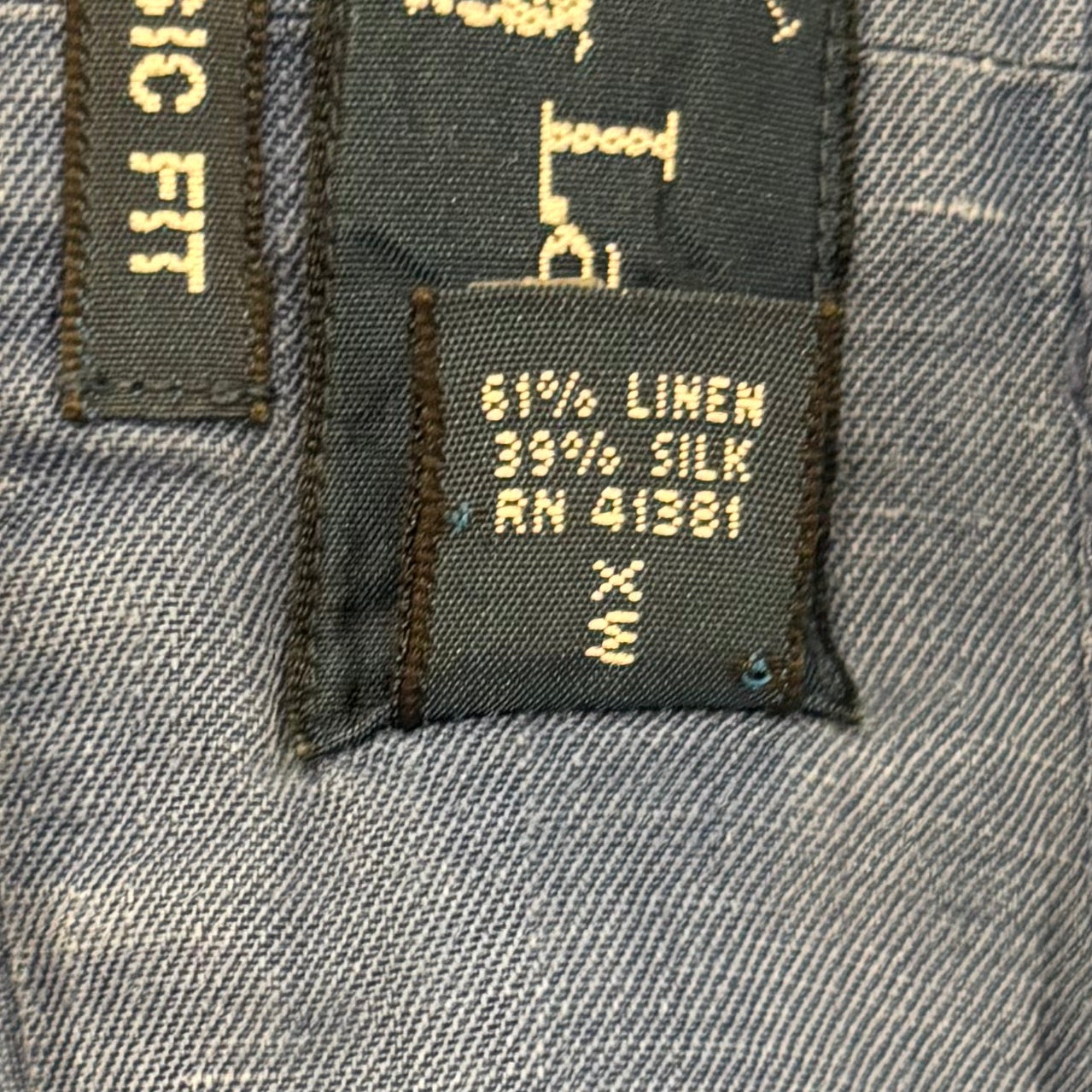 00's Ralph Lauren 半袖 ボタンダウンリネンシャツ 青 XL/A2994SH-SO