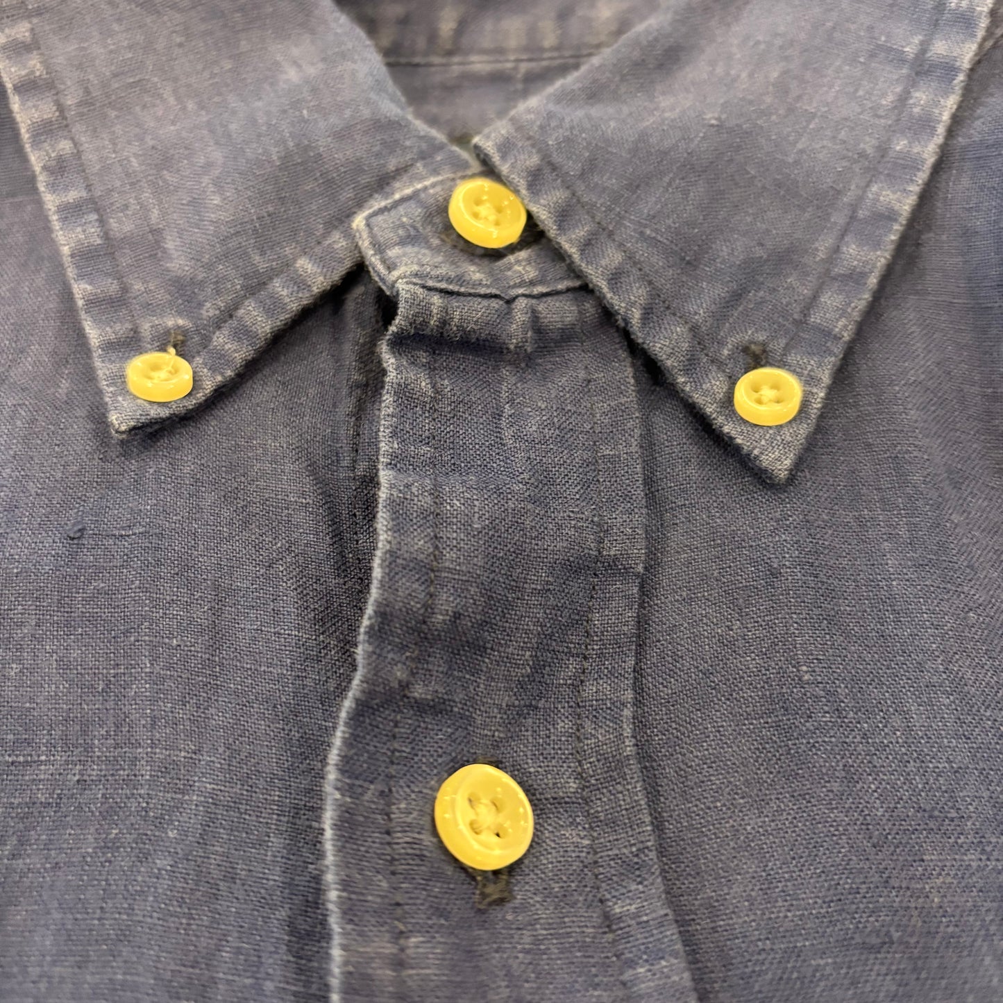 00's Ralph Lauren 半袖 ボタンダウンリネンシャツ ネイビー L/A4467SH-SO