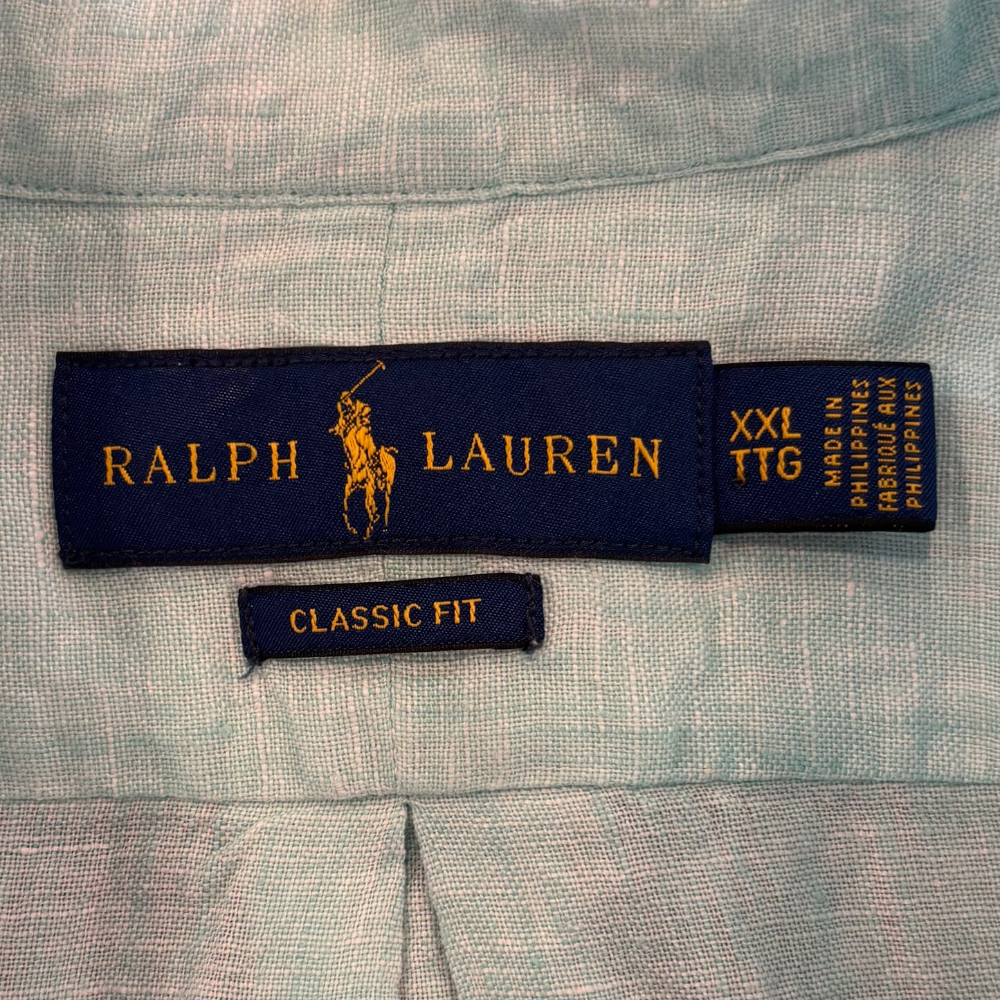 00's Ralph Lauren 半袖 ボタンダウンリネンシャツ エメラルドグリーン XXL/A2988SH-SO