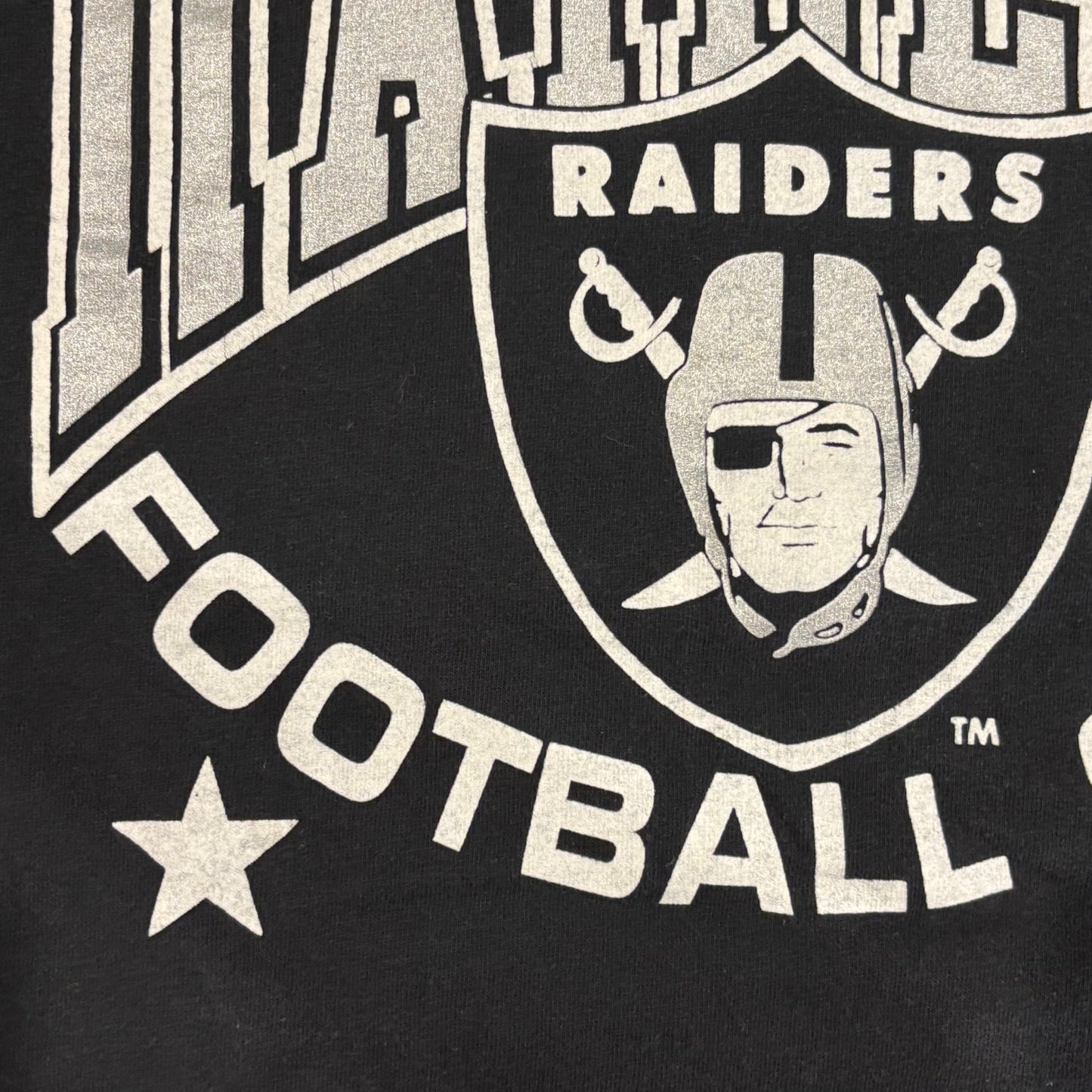 90's TULTEX Los Angeles RAIDERS NFL フットボールTシャツ 黒 (L)/B2707T-SO