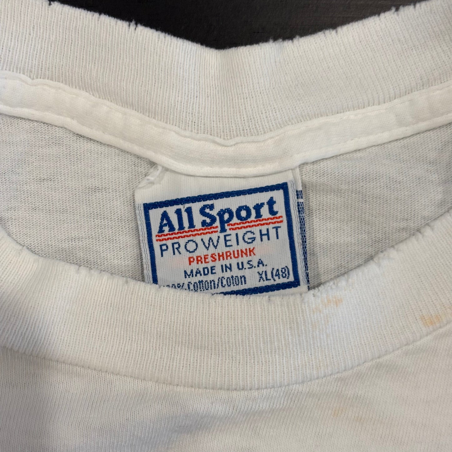 90's All Sport There's Blood In My Alcohol Stream 1994 お酒 Tシャツ 白 (XL)/B2022T-SO