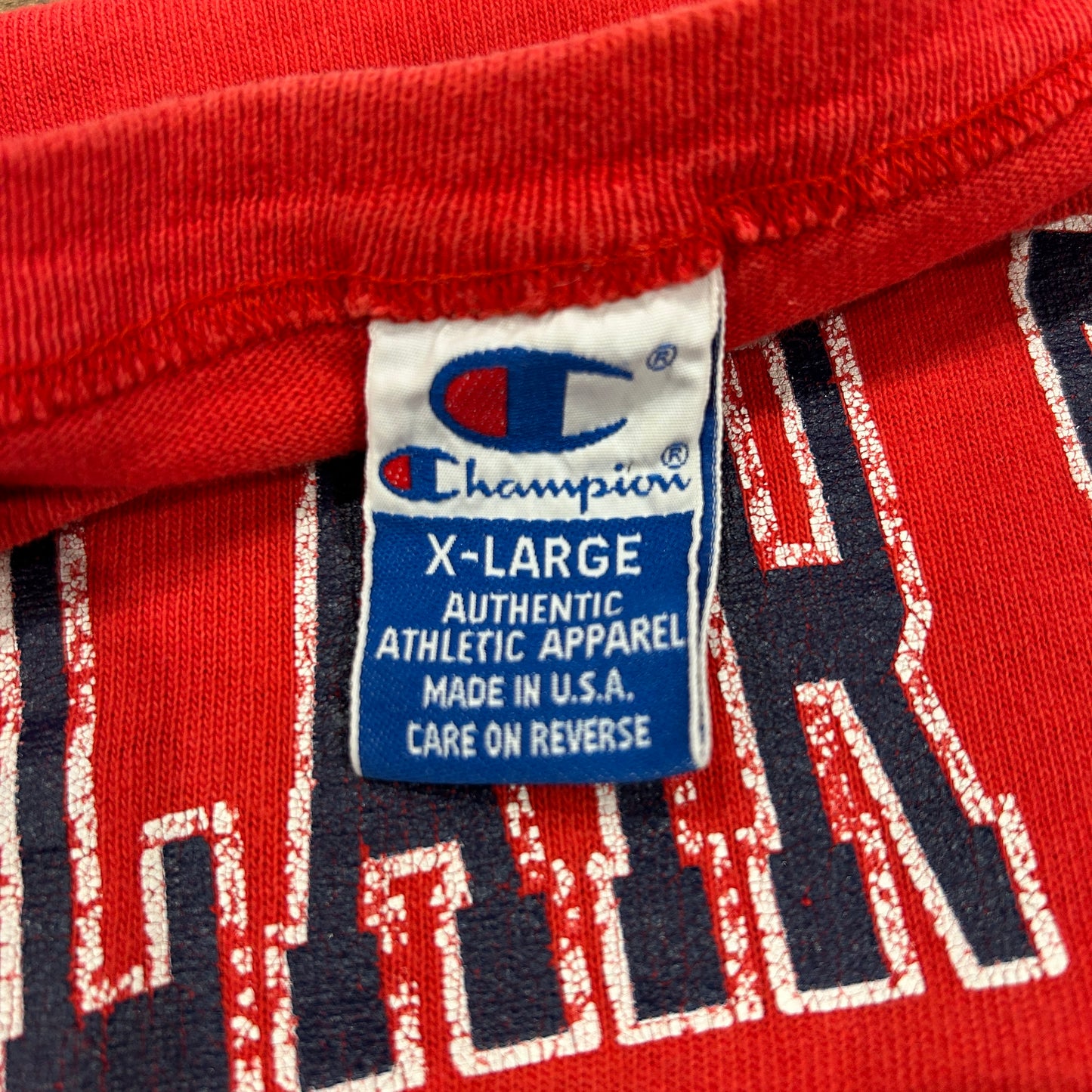 90's Champion MONTCLAIR STATE UNIVERSITY カレッジTシャツ USA製 赤(XL)/A7314T-SO