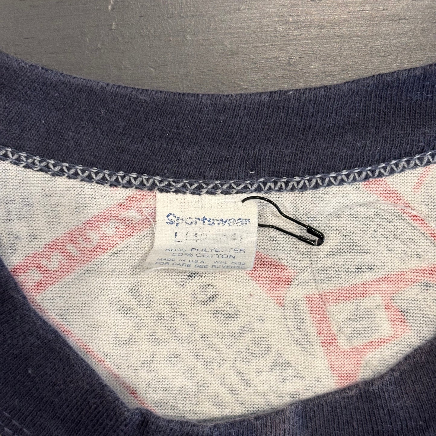 80's Sportswear Budweiser アルコール リンガーTシャツ 白赤青 (L)/A4051T-SO