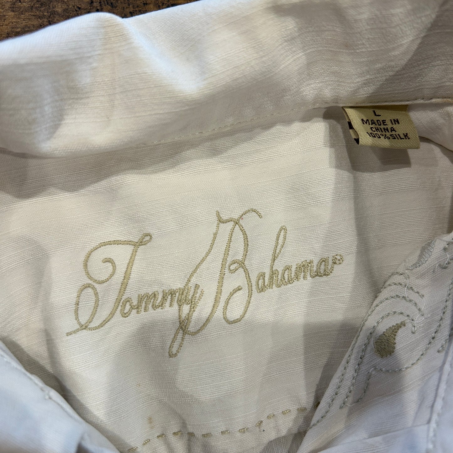 Tommy Bahama 刺繍シルクシャツ (L)/A6607SH-SO