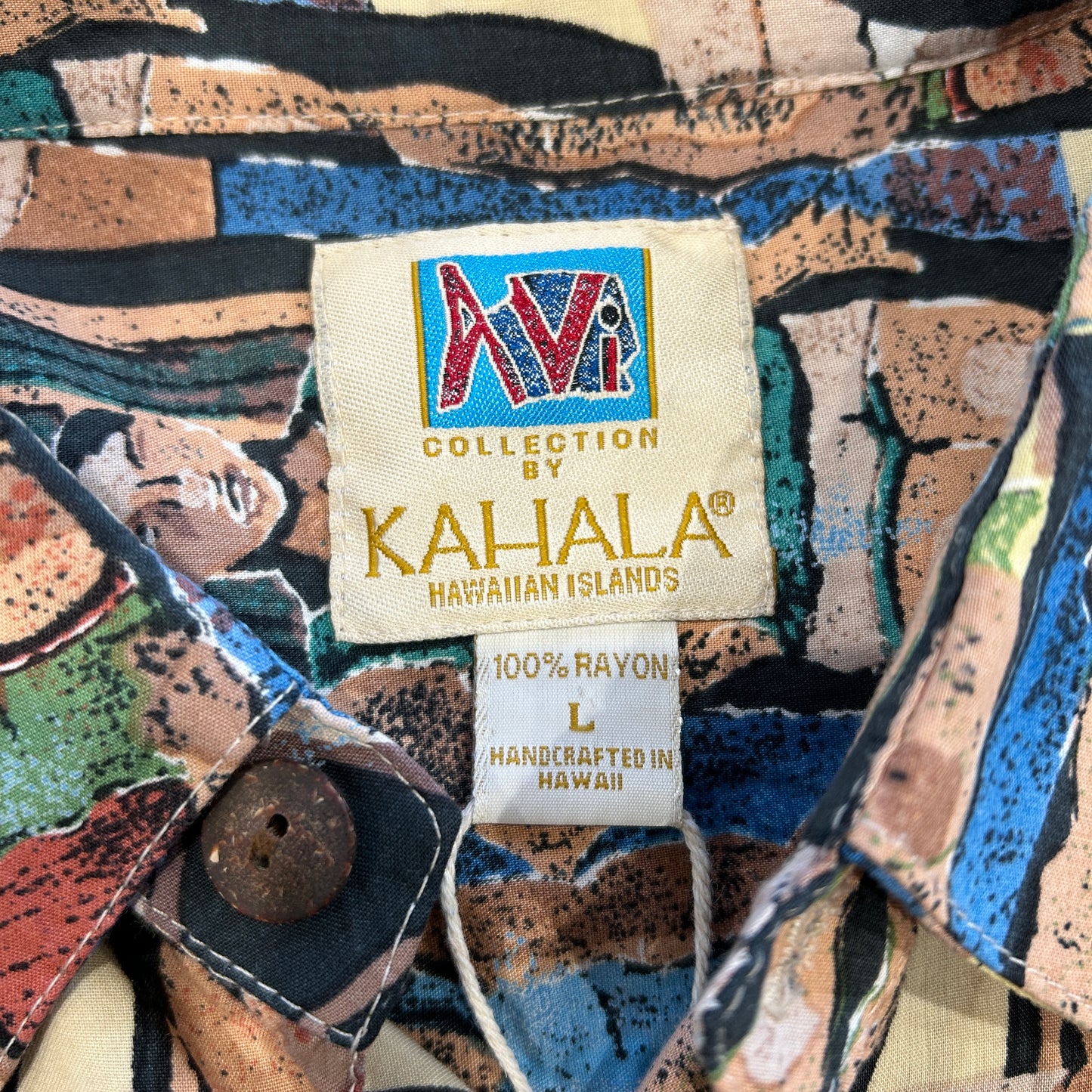 KAHALA サーファー総柄レーヨンシャツ ハワイアンシャツ (L)/A7317SH-SO
