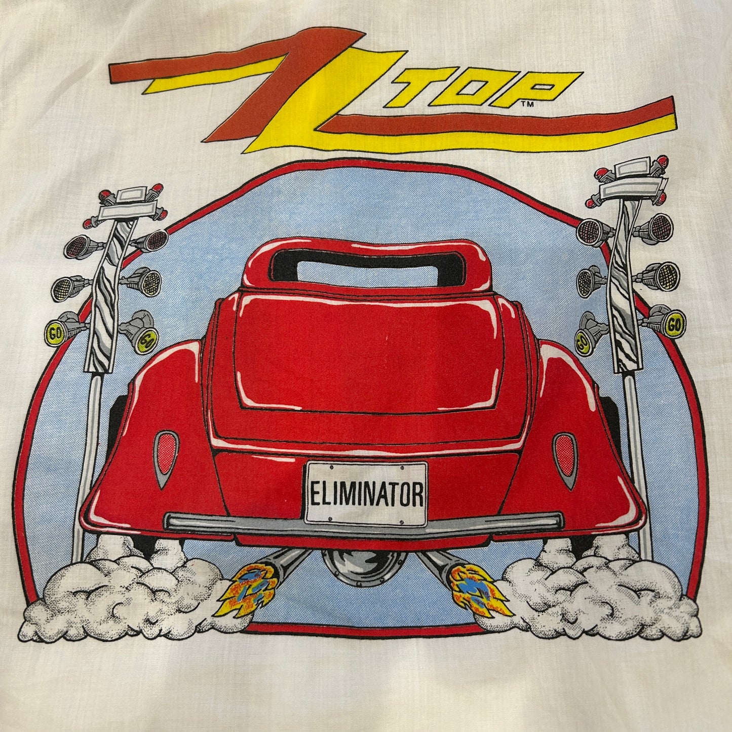 ZZ TOP"ELIMINATOR"プリント半袖シャツ (白)/A6628SH-SO