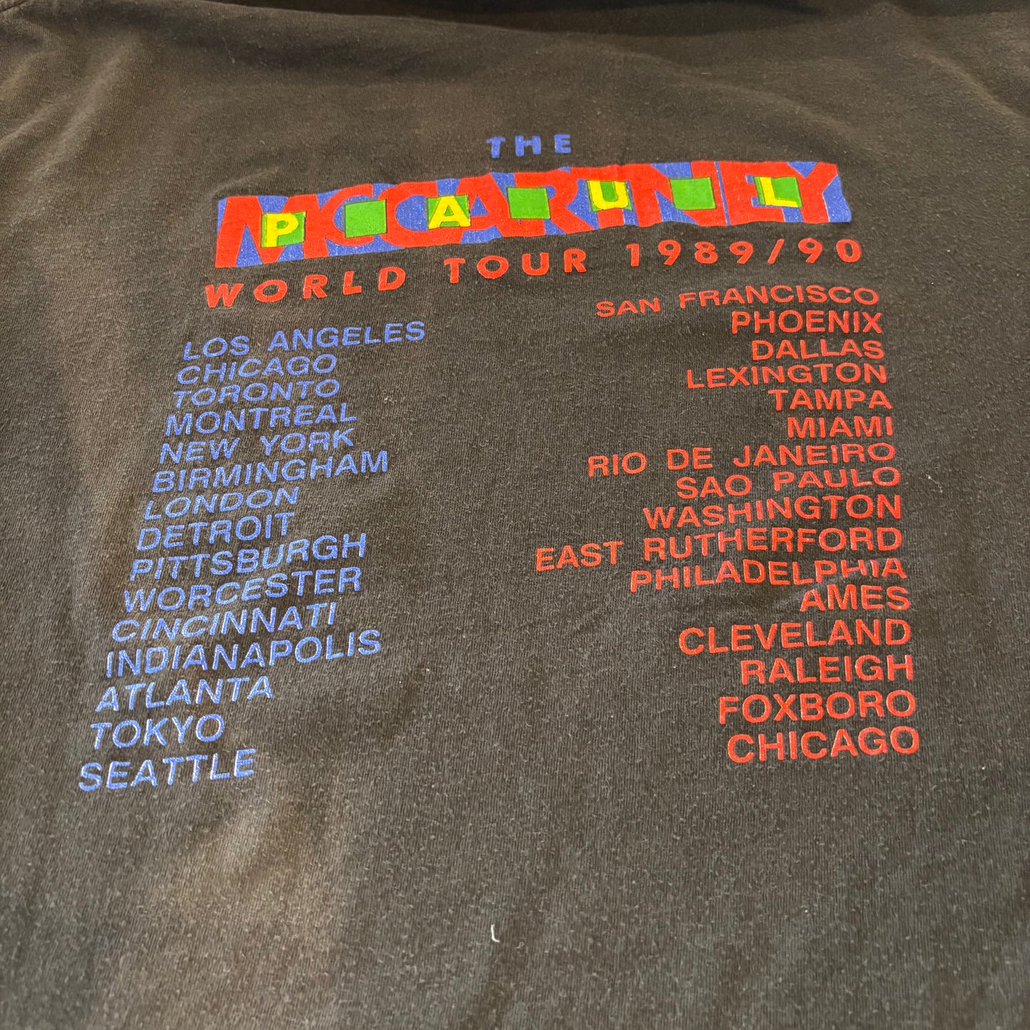 90's THE PAUL McCARTNEY WORLD TOUR 1989/90 ポールマッカートニー Tシャツ ブラック(XL)/A7259T-SO