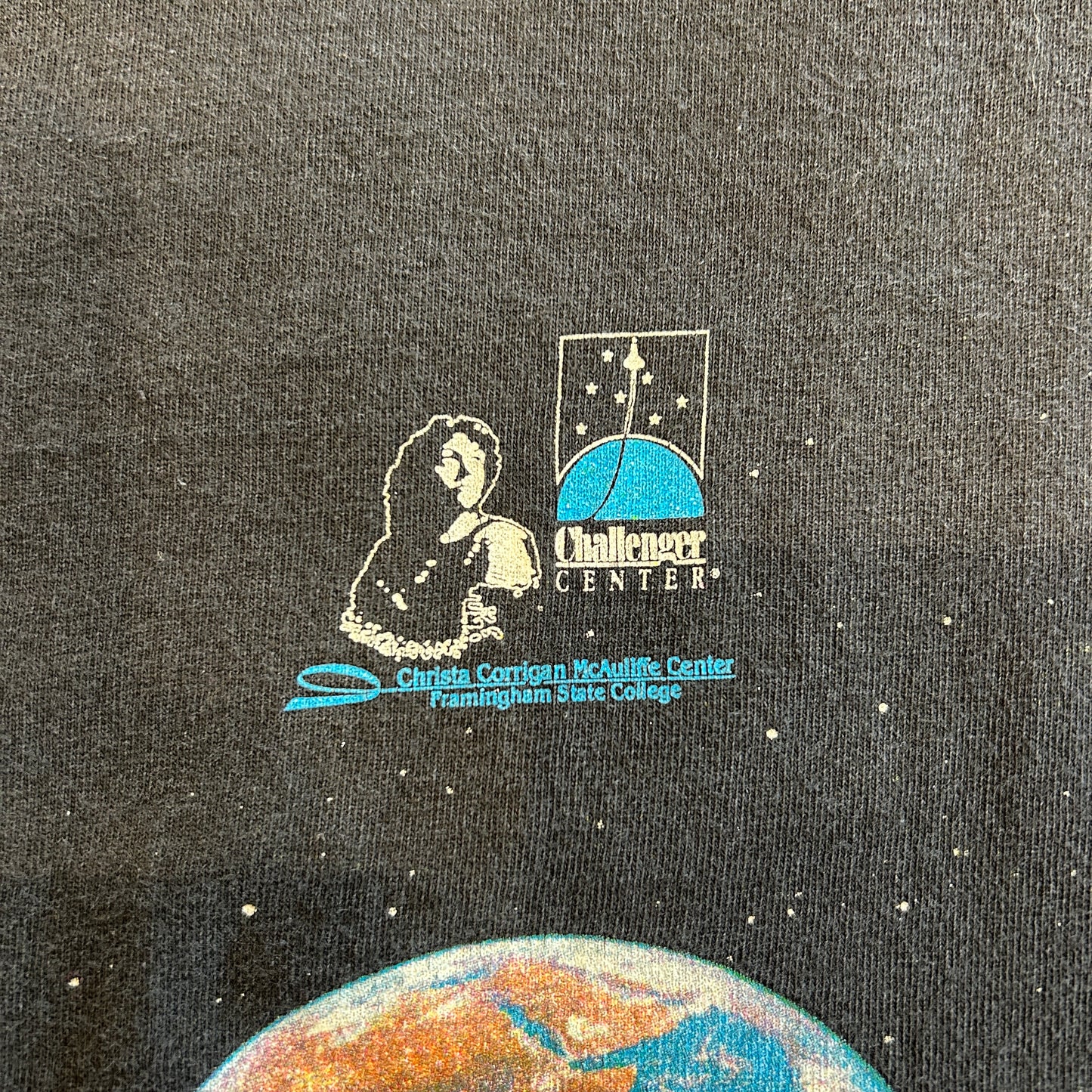 90's Cotton Expressions 太陽系プリントTシャツ チャレンジャー・センター 宇宙 黒(L)/B2688T-SO