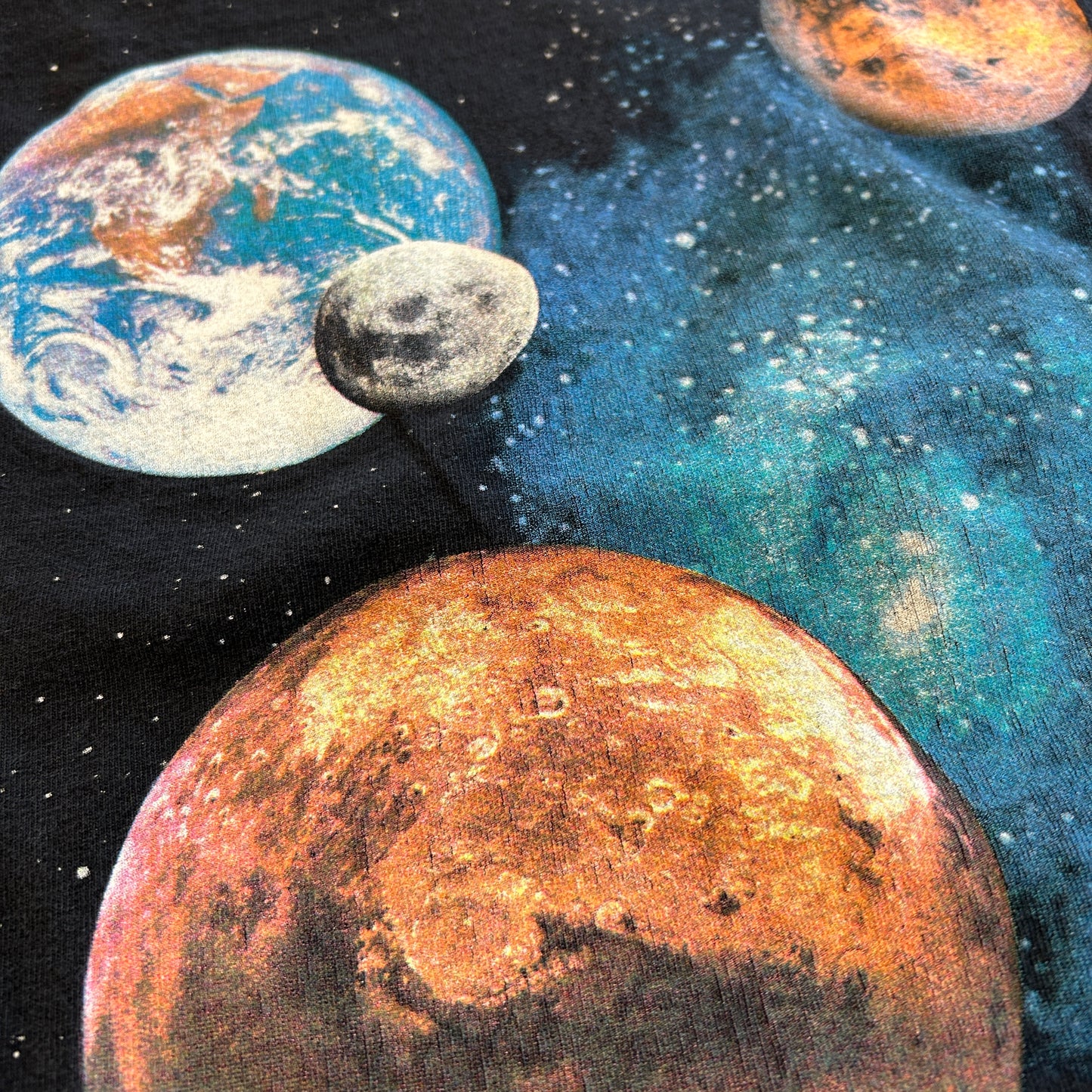 90's Cotton Expressions 太陽系プリントTシャツ チャレンジャー・センター 宇宙 黒(L)/B2688T-SO