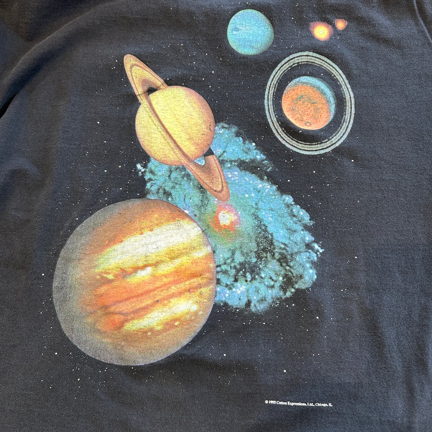 90's Cotton Expressions 太陽系プリントTシャツ チャレンジャー・センター 宇宙 黒(L)/B2688T-SO
