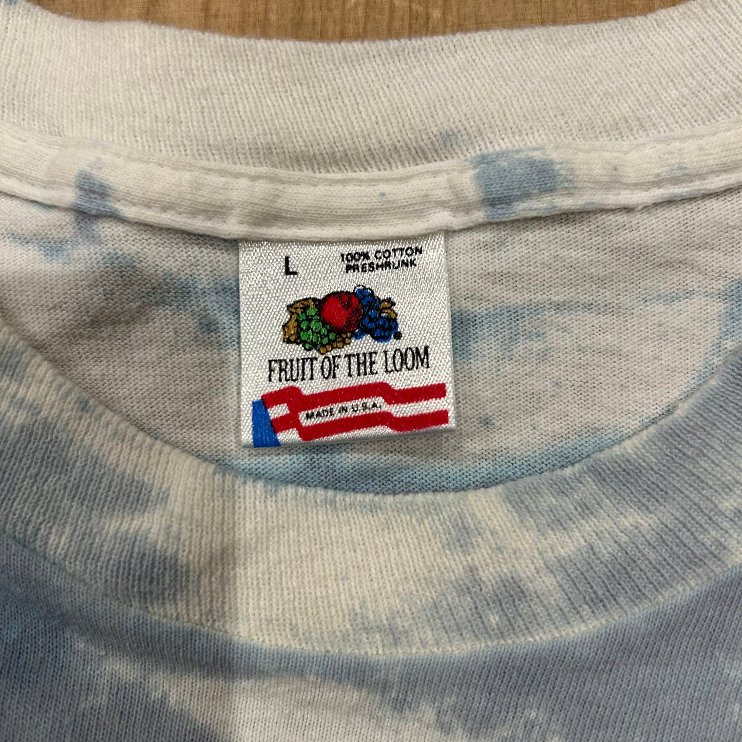 90's Fruit of the Loom BUDWEISER タイダイ 企業Tシャツ 薄青 白(L)/A4123T-SO