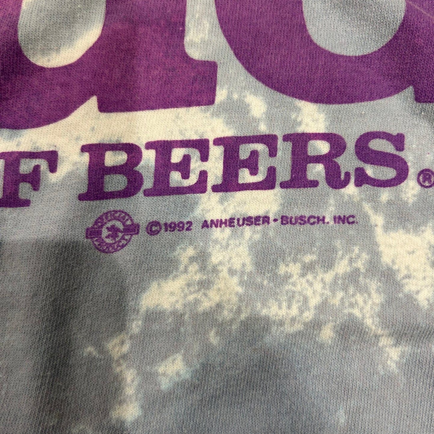 90's Fruit of the Loom BUDWEISER タイダイ 企業Tシャツ 薄青 白(L)/A4123T-SO