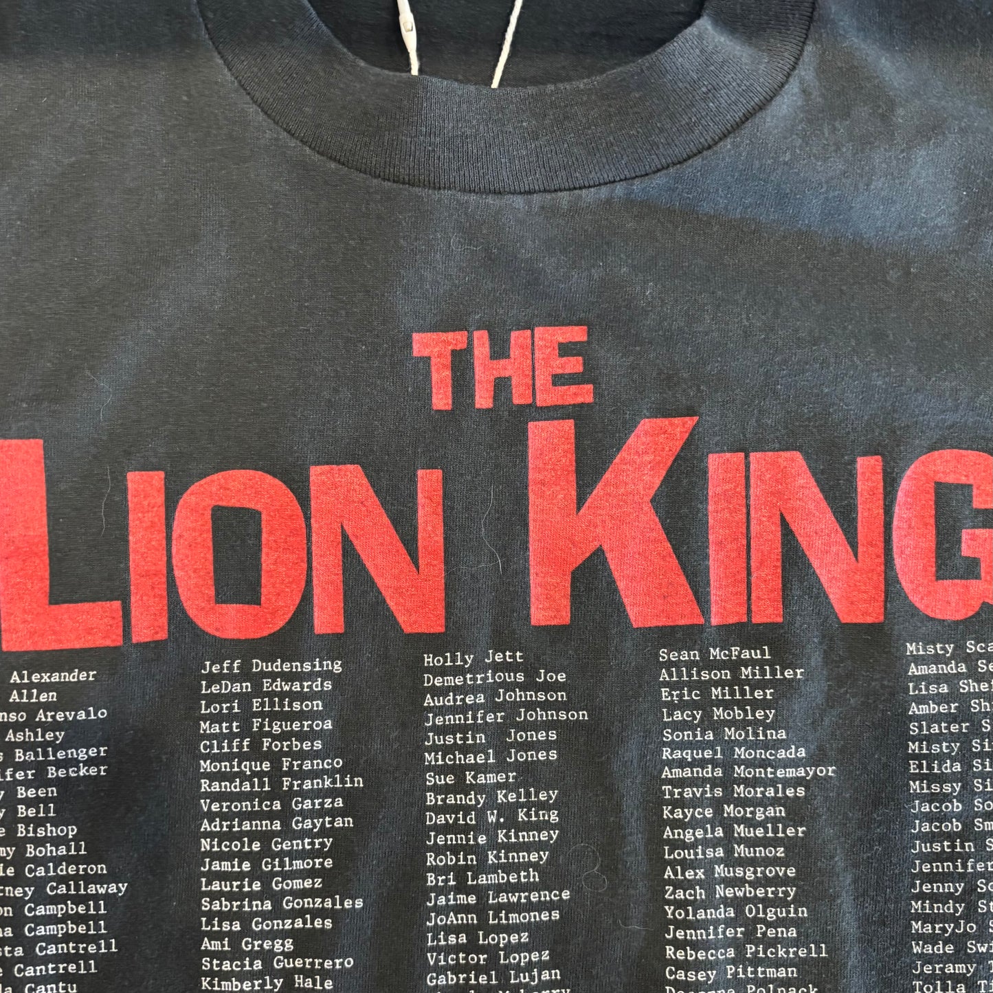 90's FRUIT OF THE LOOM ライオンキング SMD 7th&8th GRADE SPRING SING '95 イベント記念Tシャツ 黒 (XL)/B2737T-SO