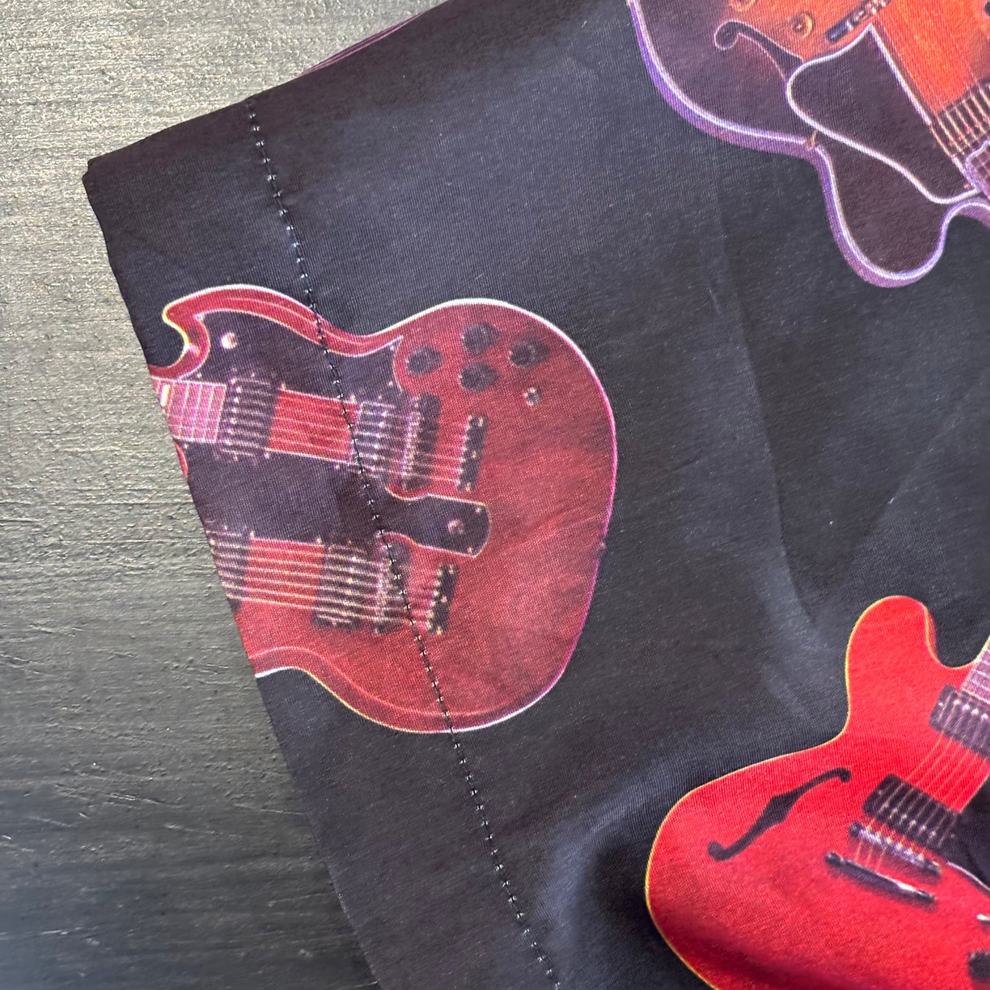 00's Gibson ギブソン ギター柄 オープンカラーシャツ 黒 (L)/B2486S-SO