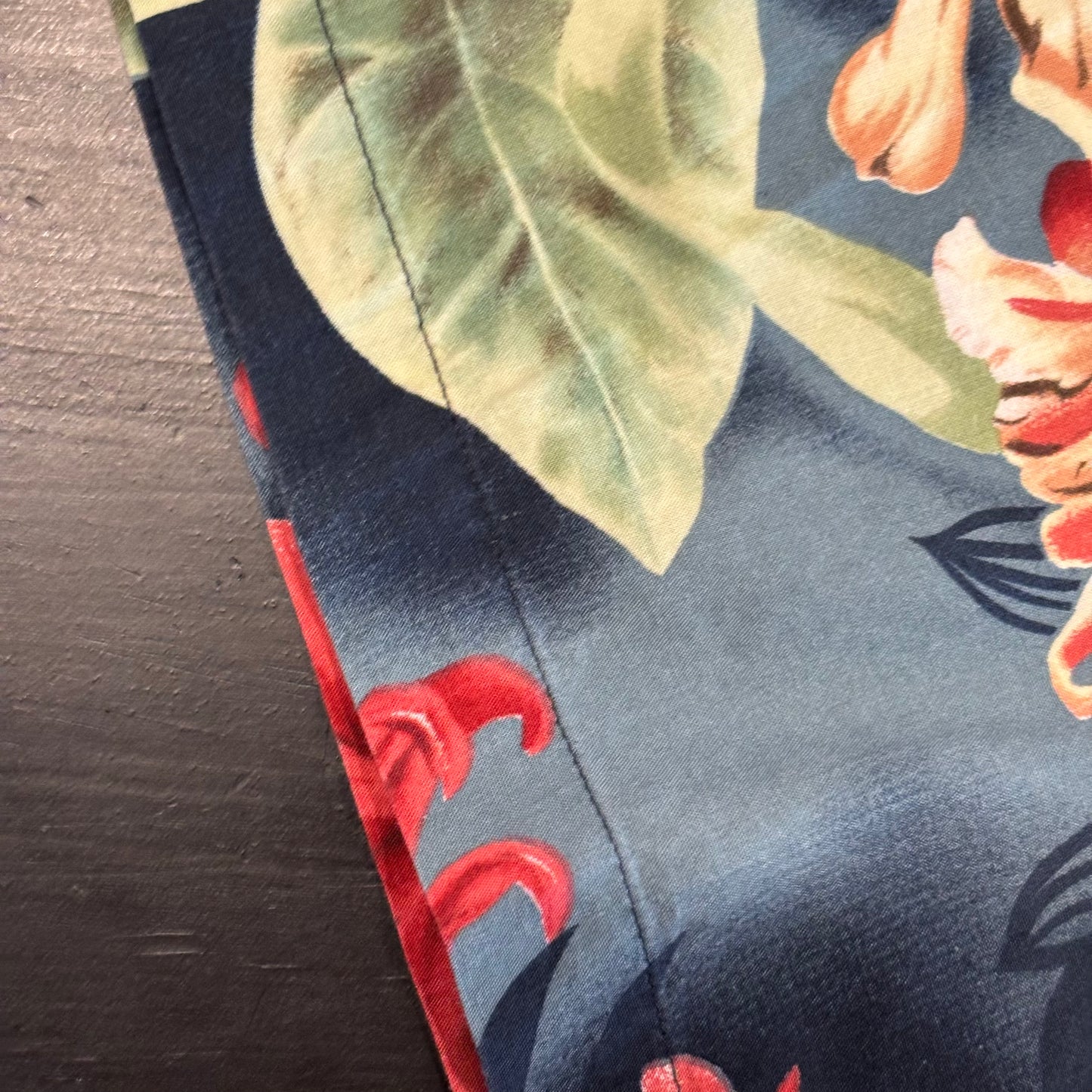 00's CHAPS Ralph Lauren レーヨン/コットン 花柄オープンカラーシャツ 紺赤緑 (XL)/A3729S-SO