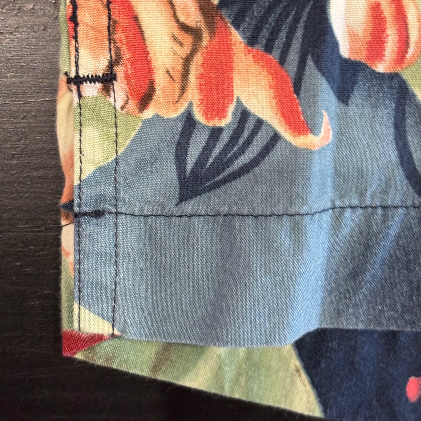 00's CHAPS Ralph Lauren レーヨン/コットン 花柄オープンカラーシャツ 紺赤緑 (XL)/A3729S-SO