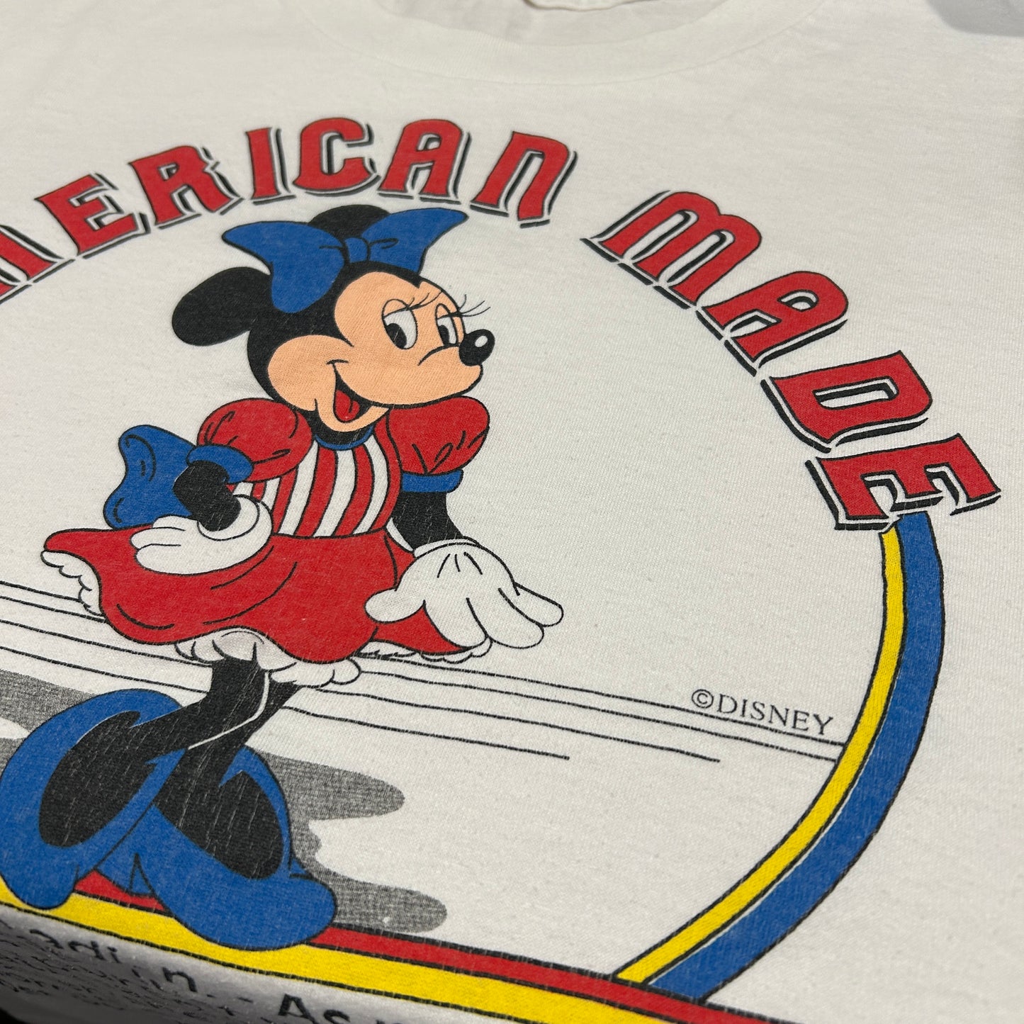 90's~DISNEY MINNIE MOUSE ディズニー ミニーマウス "AMERICAN MADE" Tシャツ ホワイト (不明)/A7329T-SO