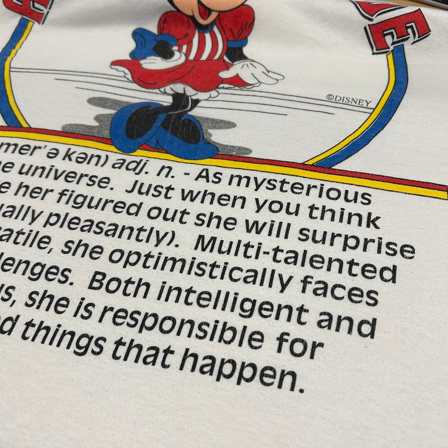 90's~DISNEY MINNIE MOUSE ディズニー ミニーマウス "AMERICAN MADE" Tシャツ ホワイト (不明)/A7329T-SO