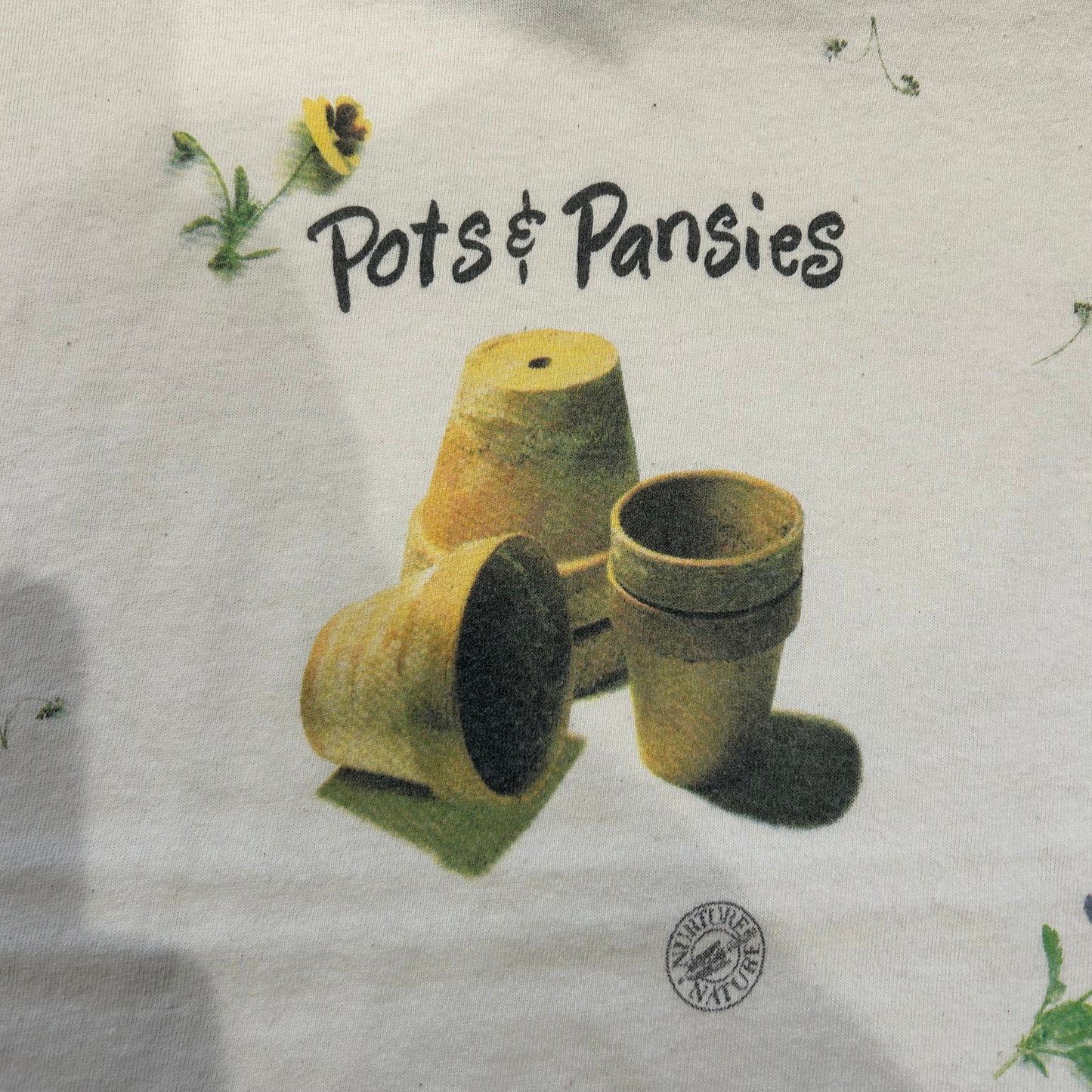 90's rel・e・vant・products Pots & Pansies パンシー 花 プリントTシャツ(L)/A3085T-S