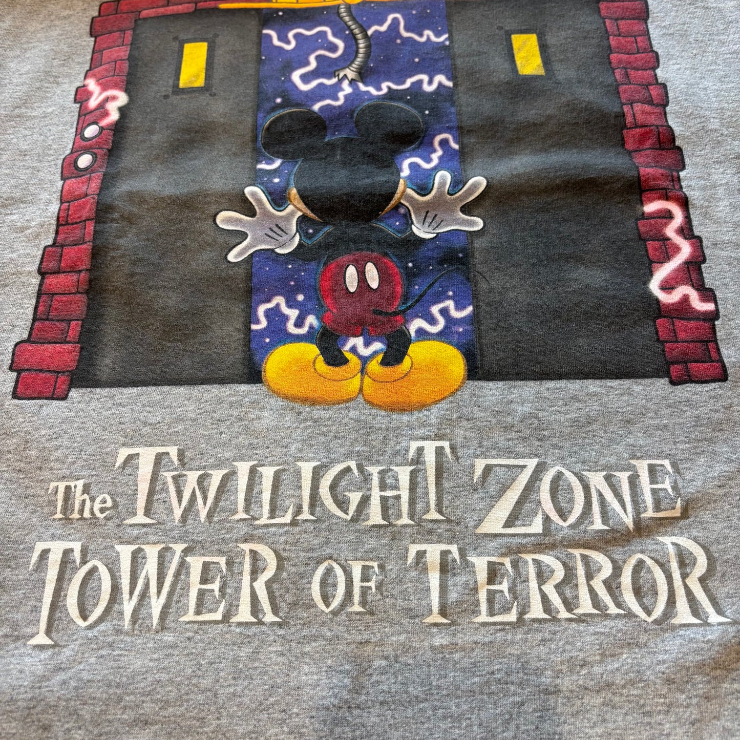 00's WALT DISNEY WORLD THE TWILIGHT ZONE TOWER OF TERROR ミッキー ノースリーブTシャツ グレー XL/B2142T-SO