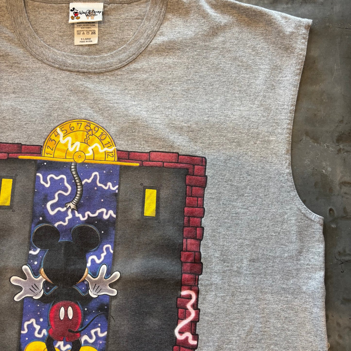 00's WALT DISNEY WORLD THE TWILIGHT ZONE TOWER OF TERROR ミッキー ノースリーブTシャツ グレー XL/B2142T-SO