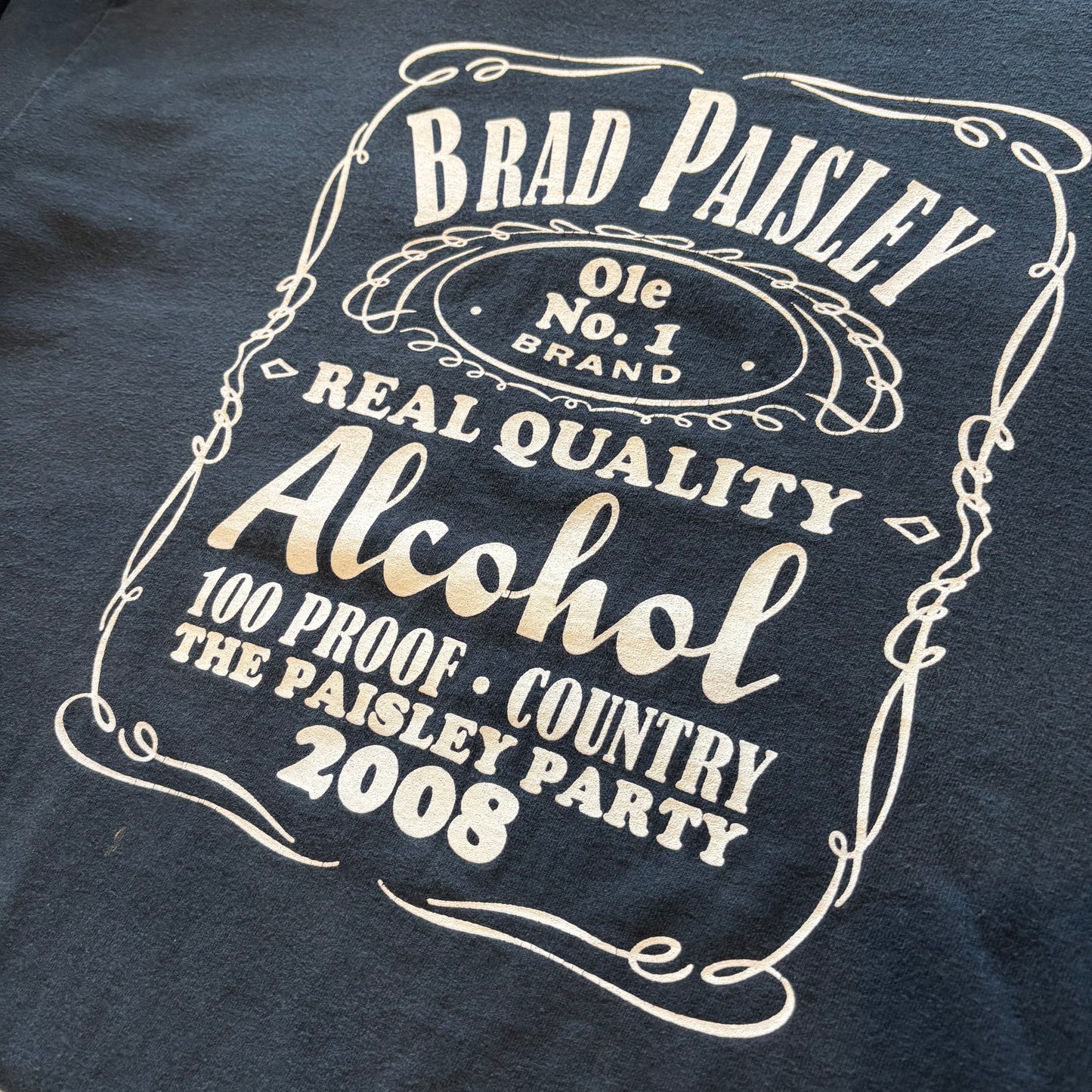 00's GILDAN ブラッド・ペイズリー ALCOHOL ジャックダニエルパロディ Tシャツ 黒 XL/B1929T-SO