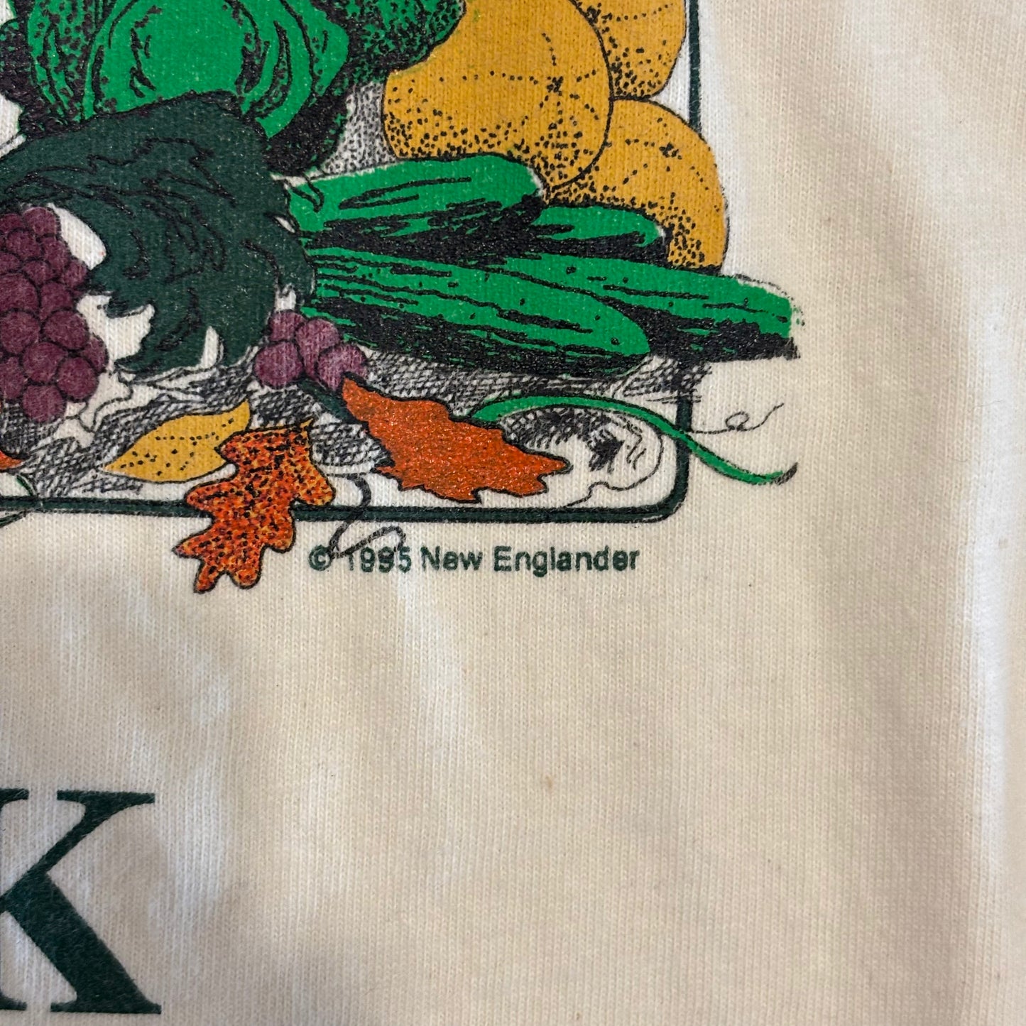 90's Hanes NEW YORK 農作物 野菜Tシャツ ベージュ (L)/A7155T-SO