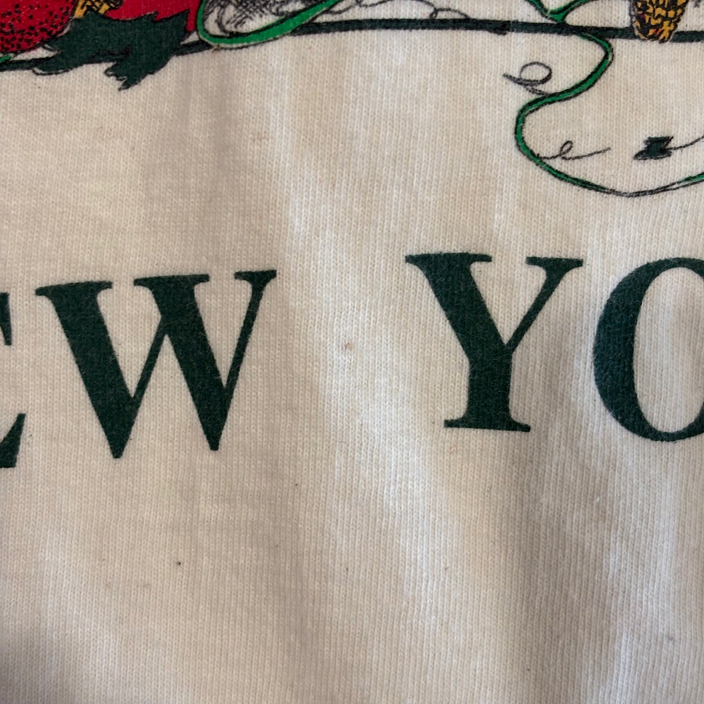 90's Hanes NEW YORK 農作物 野菜Tシャツ ベージュ (L)/A7155T-SO