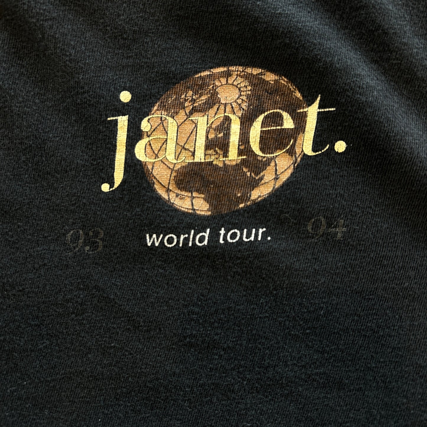 90's Janet Jackson ジャネット・ジャクソン 93-94 World Tour Tシャツ 黒(XL)A7132T-SO