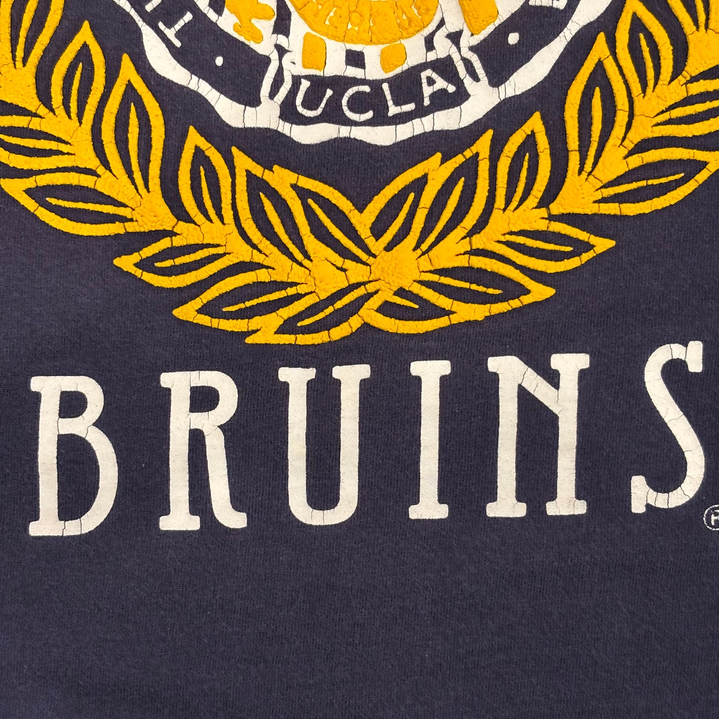 90's RUSSELL ATHLETIC UCLA BRUINS カレッジTシャツ 紺 (XL)/A7279T-SO