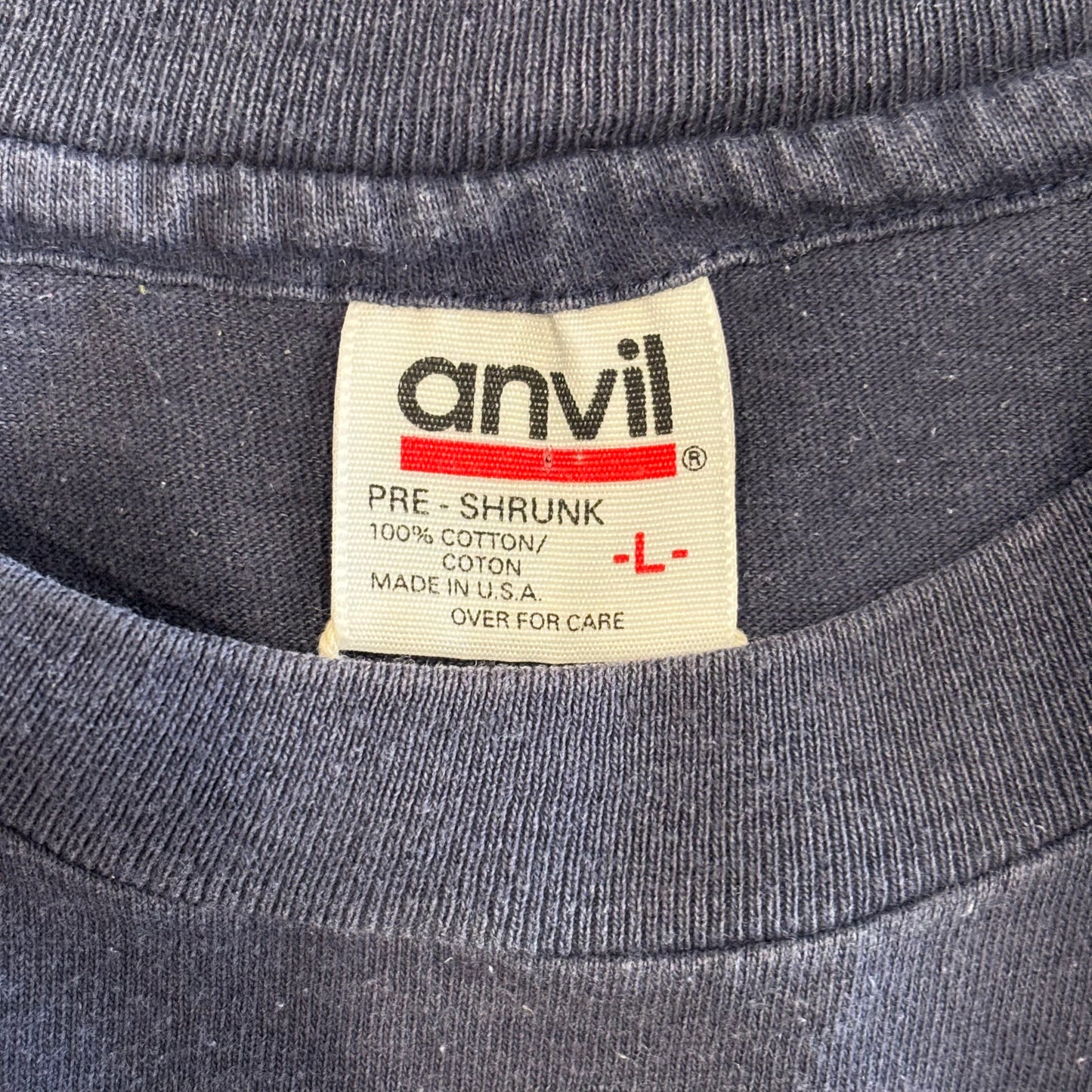 90's anvil GROUCH オスカー・ザ・グラウチ セサミストリート キャラクターTシャツ 紺 (L)/B2080T-SO