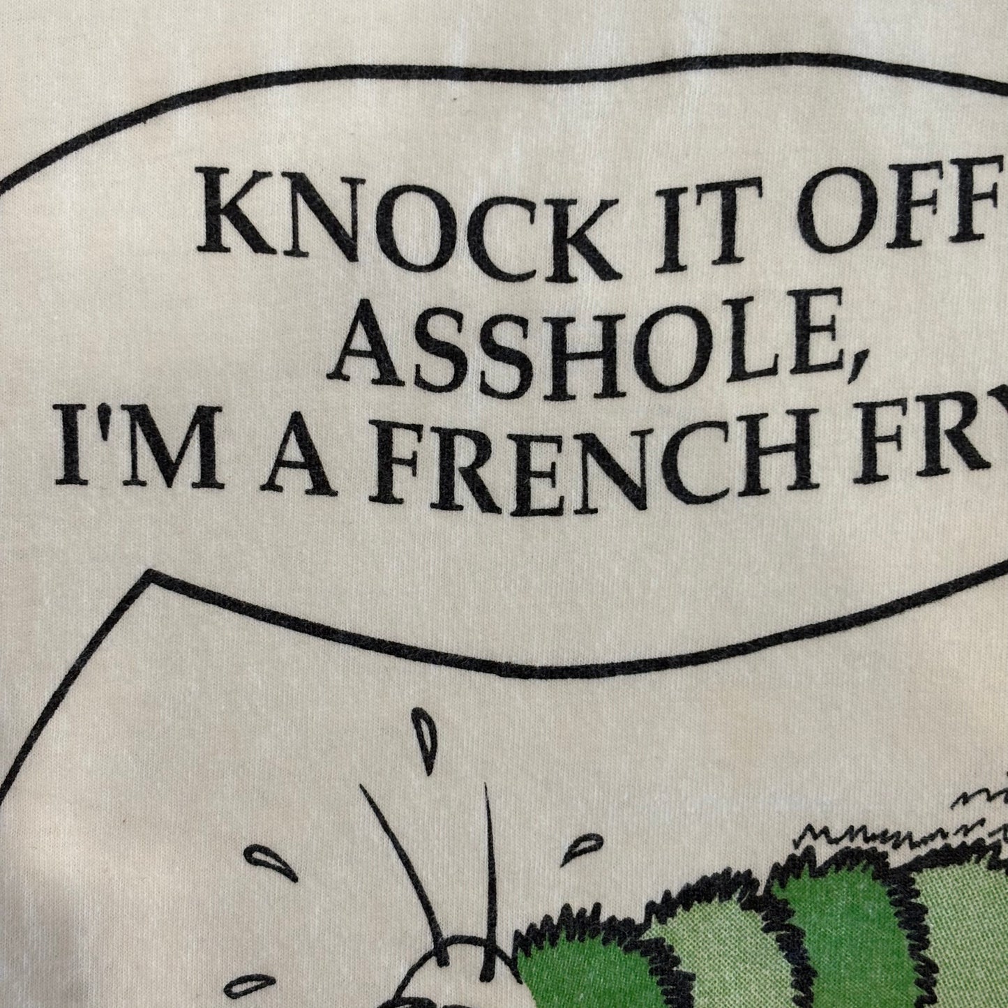 90's KNOCK IT OFF I'M A FRENCH FRY!!! ポテト イモムシ Tシャツ 白 (サイズ不明)/B2750T-SO
