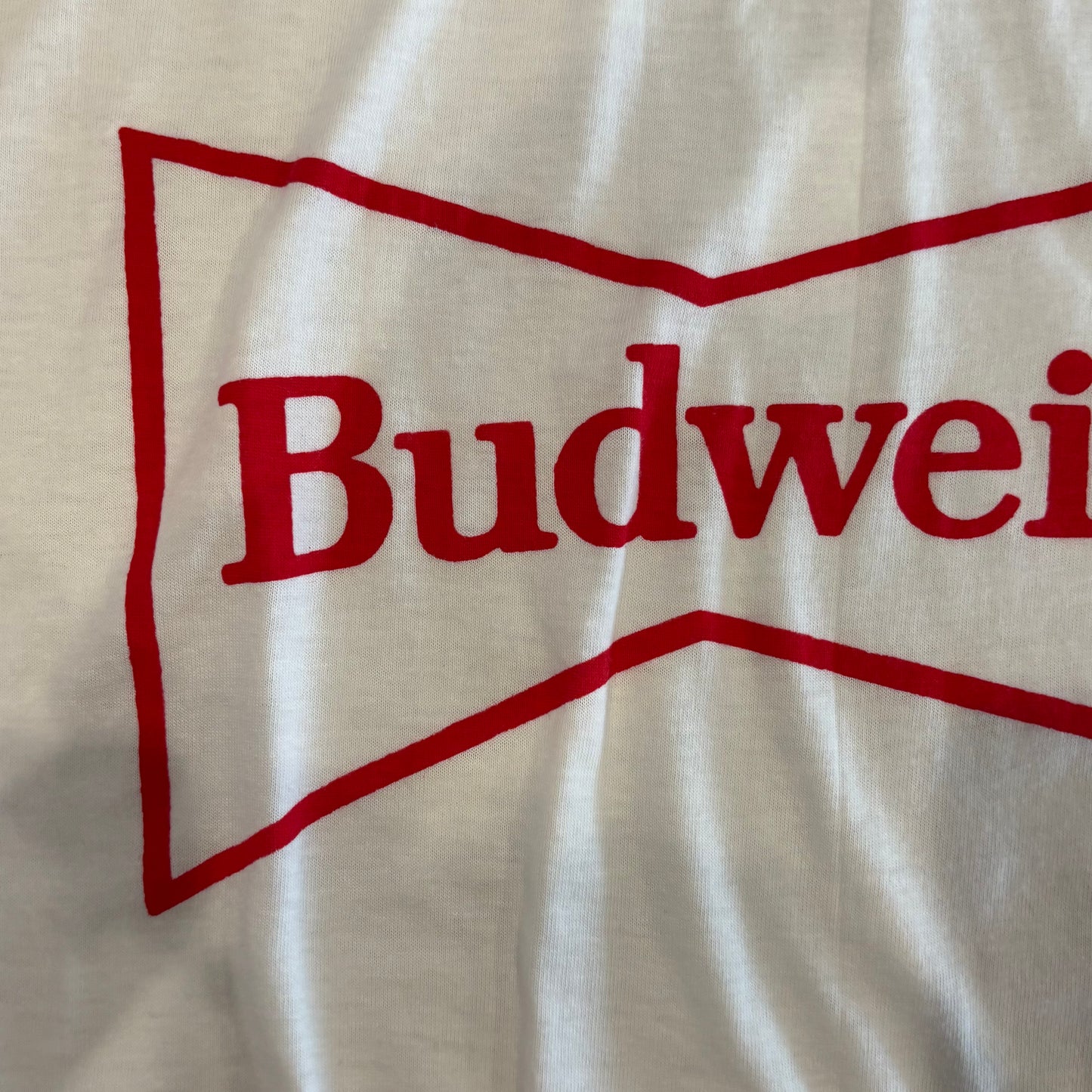90's Budweiser バドワイザー アルコールTシャツ 白 (XL)/B2749T-SO