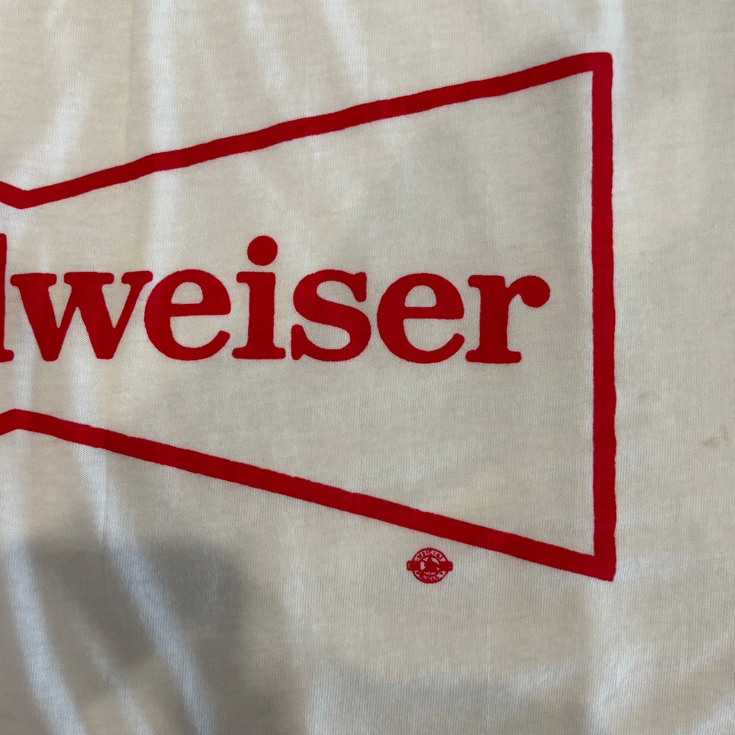 90's Budweiser バドワイザー アルコールTシャツ 白 (XL)/B2749T-SO