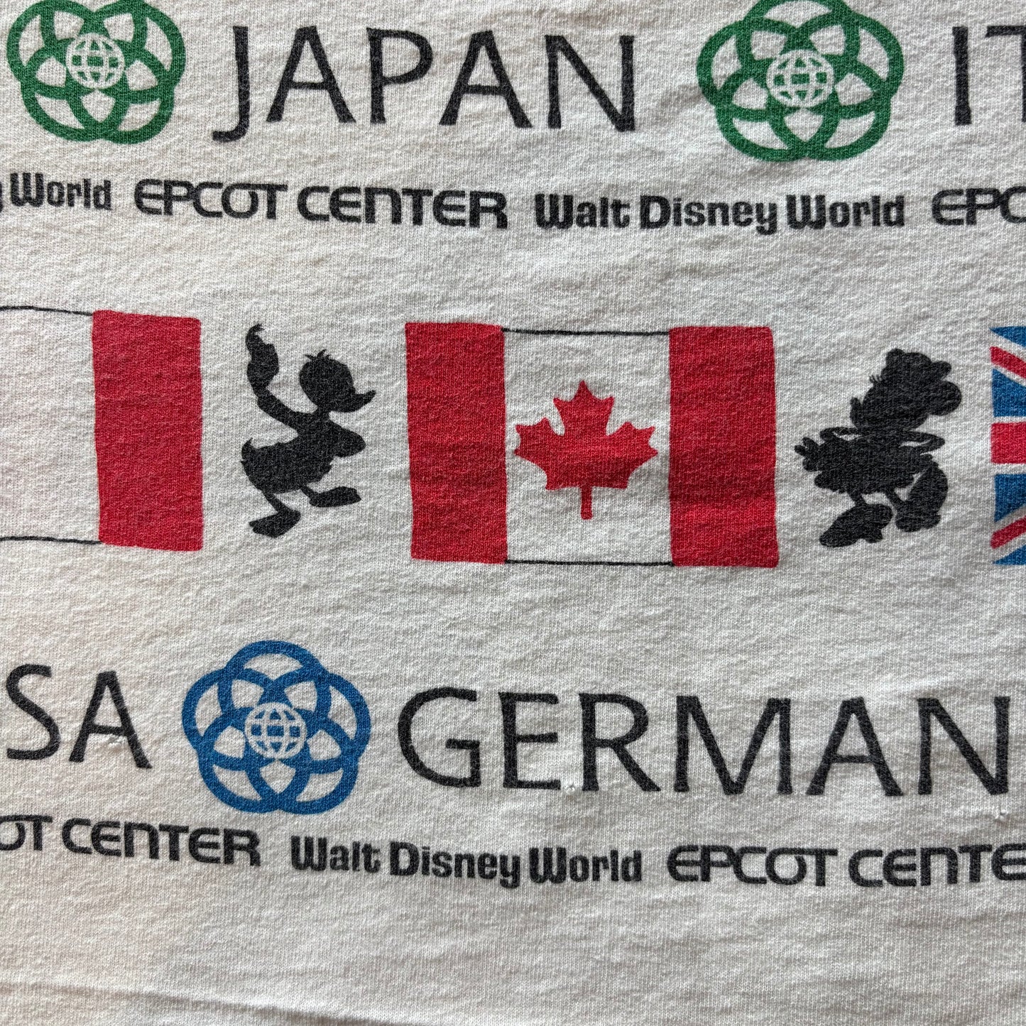 90's DISNEY 国旗総柄Tシャツ 白 ONE SIZE/A7288T-SO