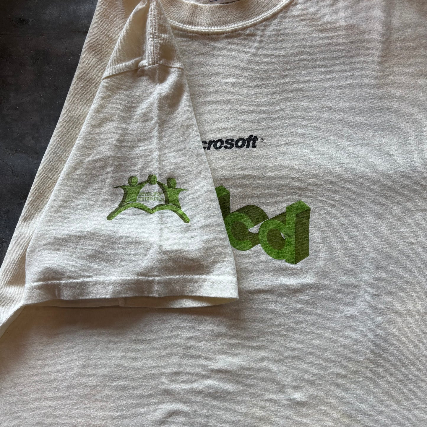 90's YAZBEC Microsoft MDCD プリントTシャツ ベージュ M/B2751T-SO